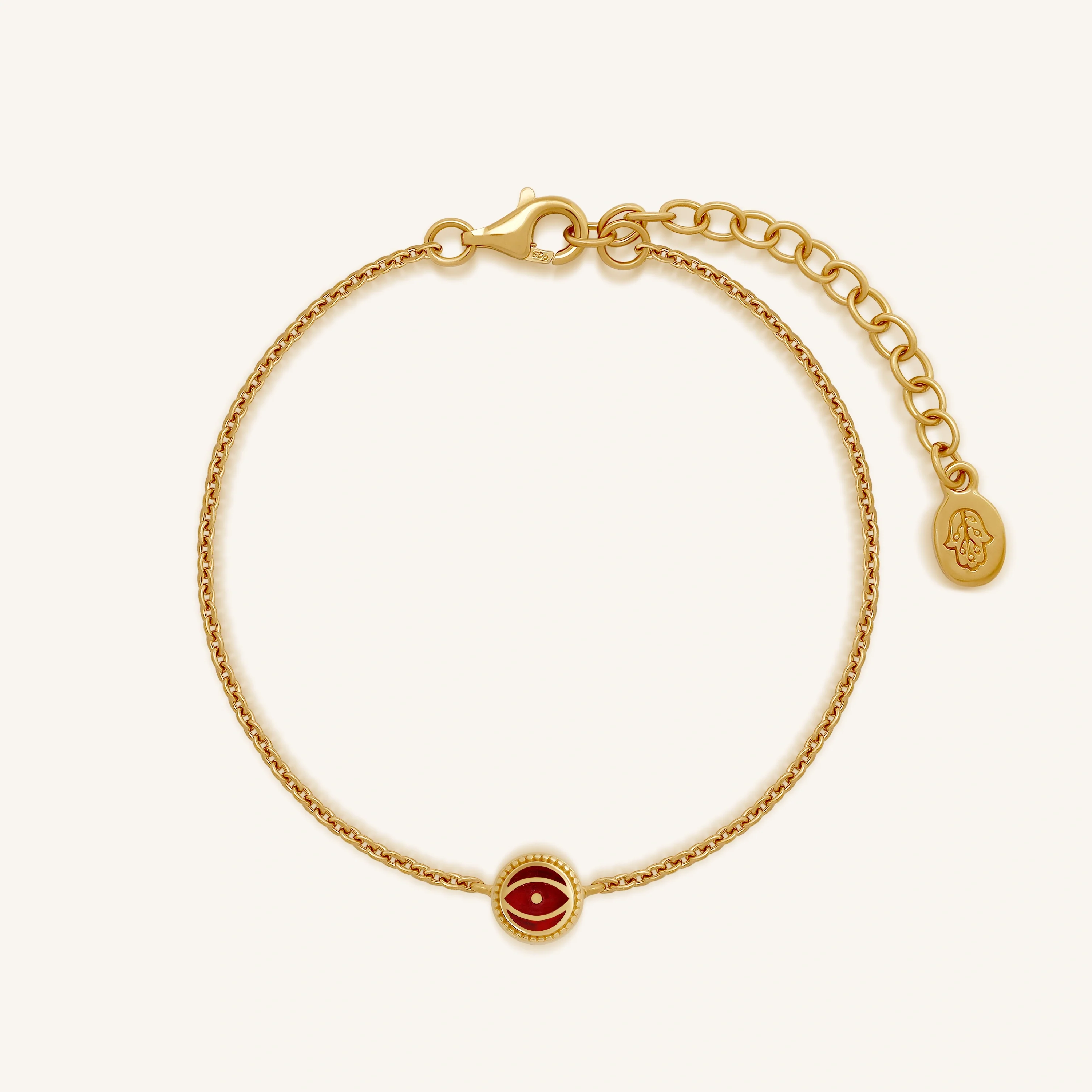 Radiant Guardian - Ruby Jade July Birthstone Evil Eye Gold Bracelet