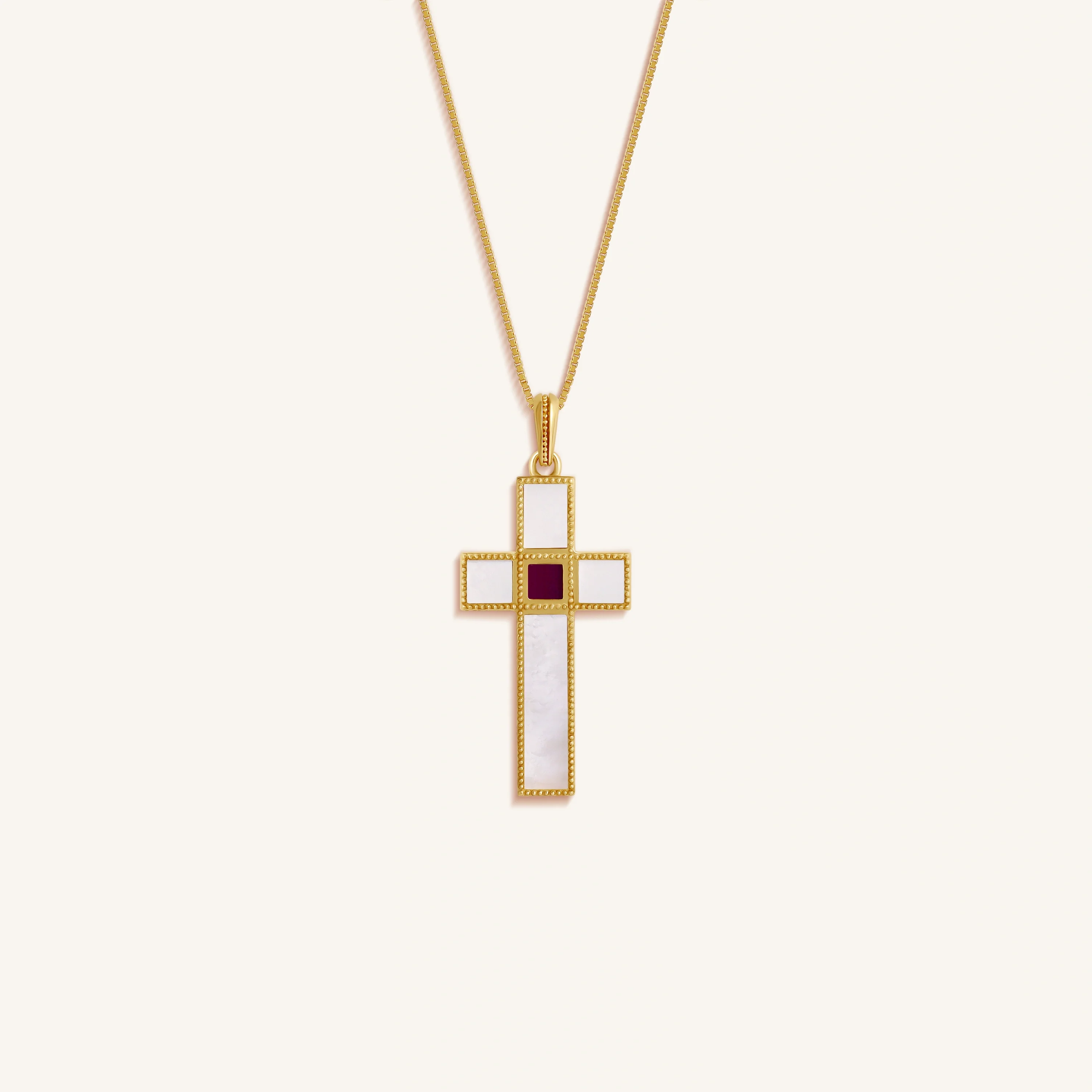 Radiant Harmony Mother of Pearl Cross Bible Nano Chip Necklace