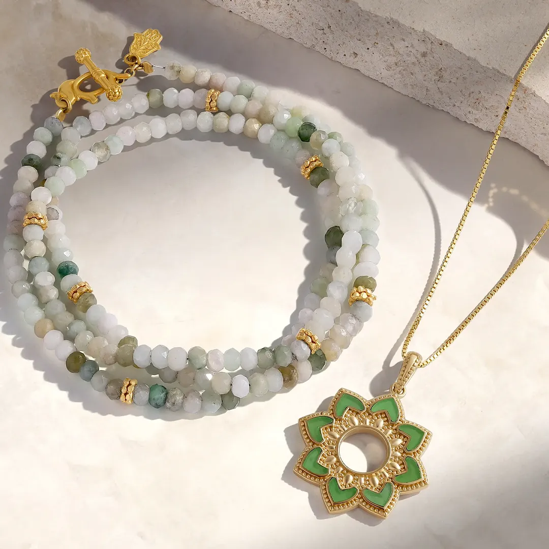 Radiant Lotus Jade Harmony Necklace - Image 3