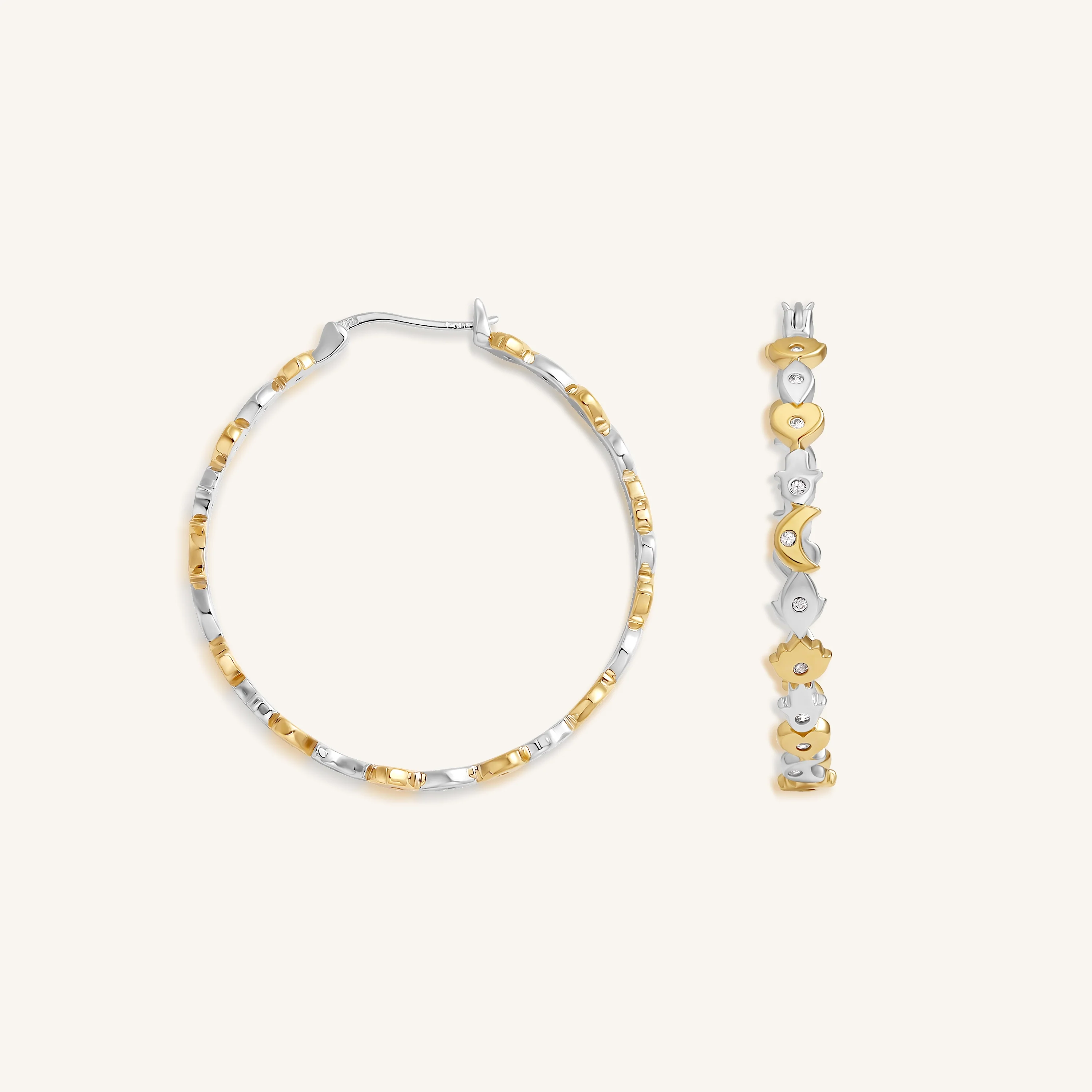 Radiant Path Multi-Symbol Gold Hoop Earrings - Image 3