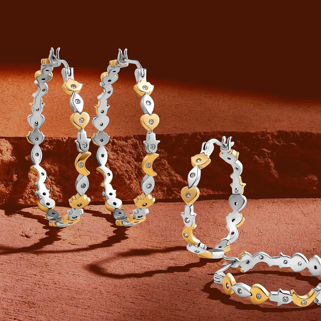 Guiding Light Multi-Charm Gold Hoop Earrings - Image 5