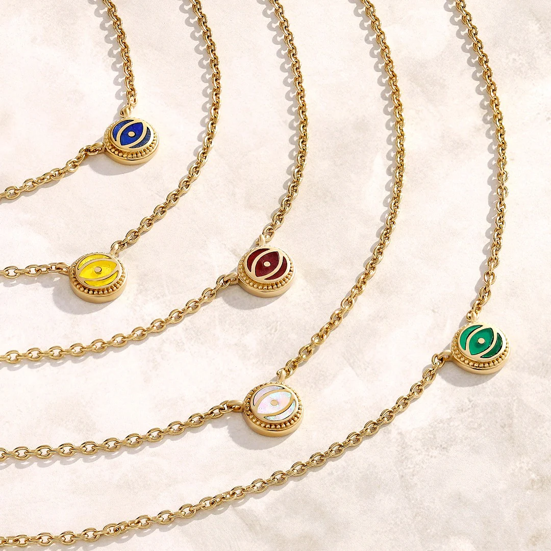 Radiant Shield - Garnet January Birthstone Evil Eye Necklace - Image 3