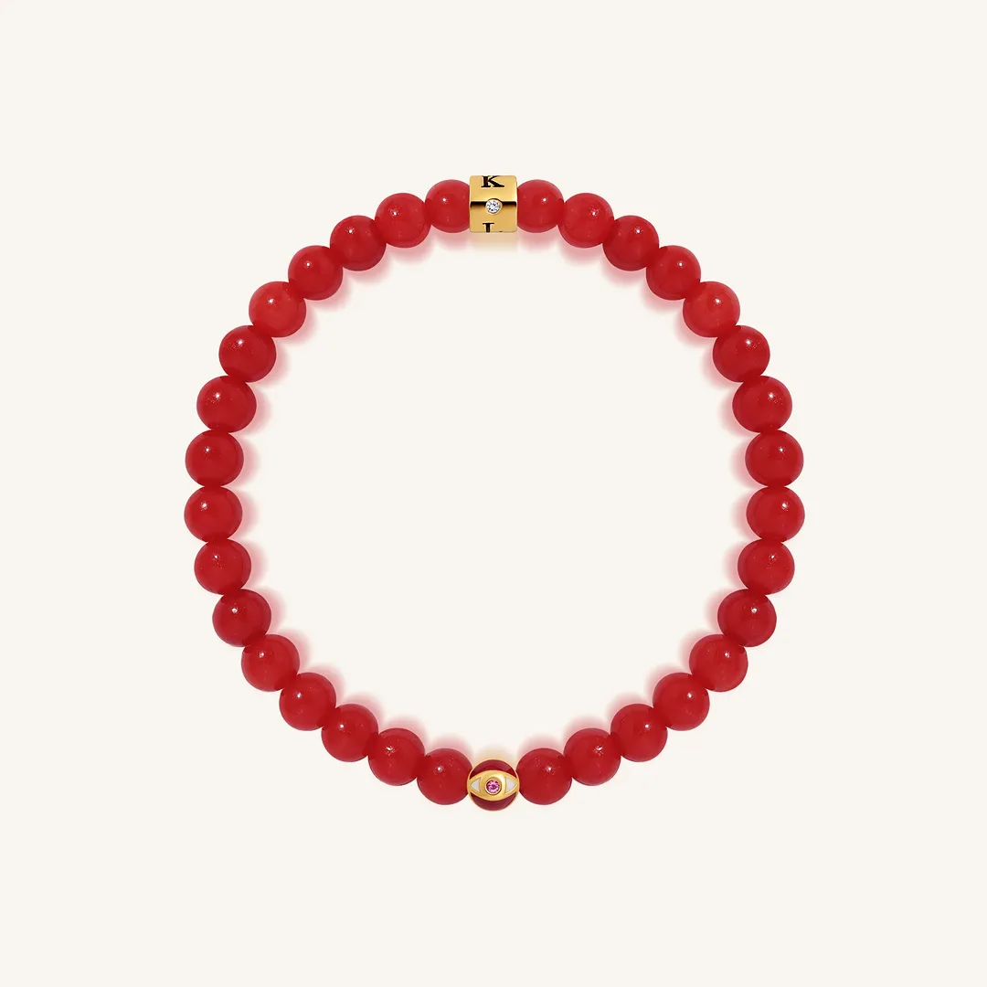 Radiant Spirit Ruby Agate July Birthstone Evil Eye Kid's Bracelet