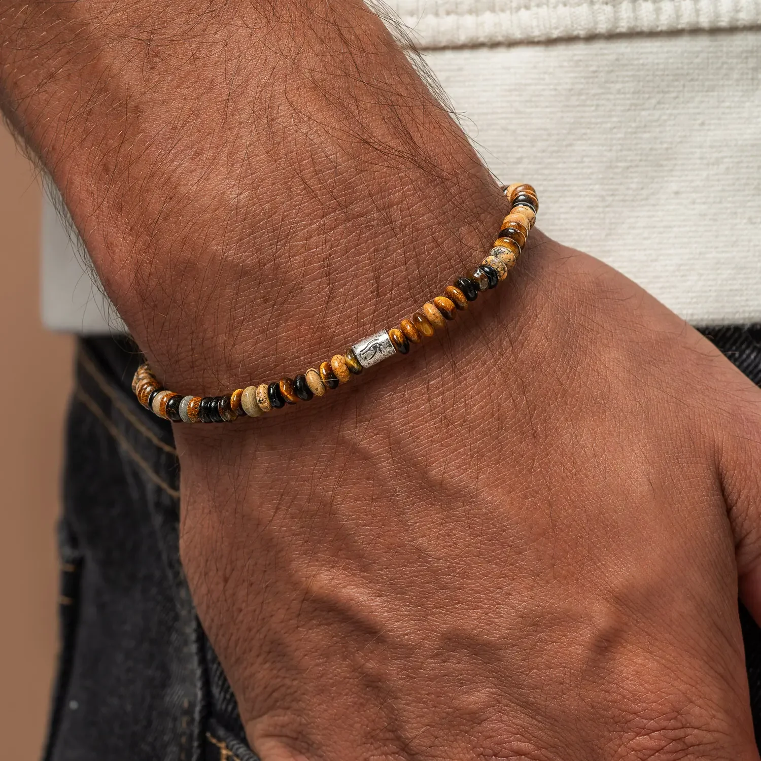 Reach Higher Multi-Symbol Tiger’s Eye, Jasper, and Onyx Bracelet - Image 2