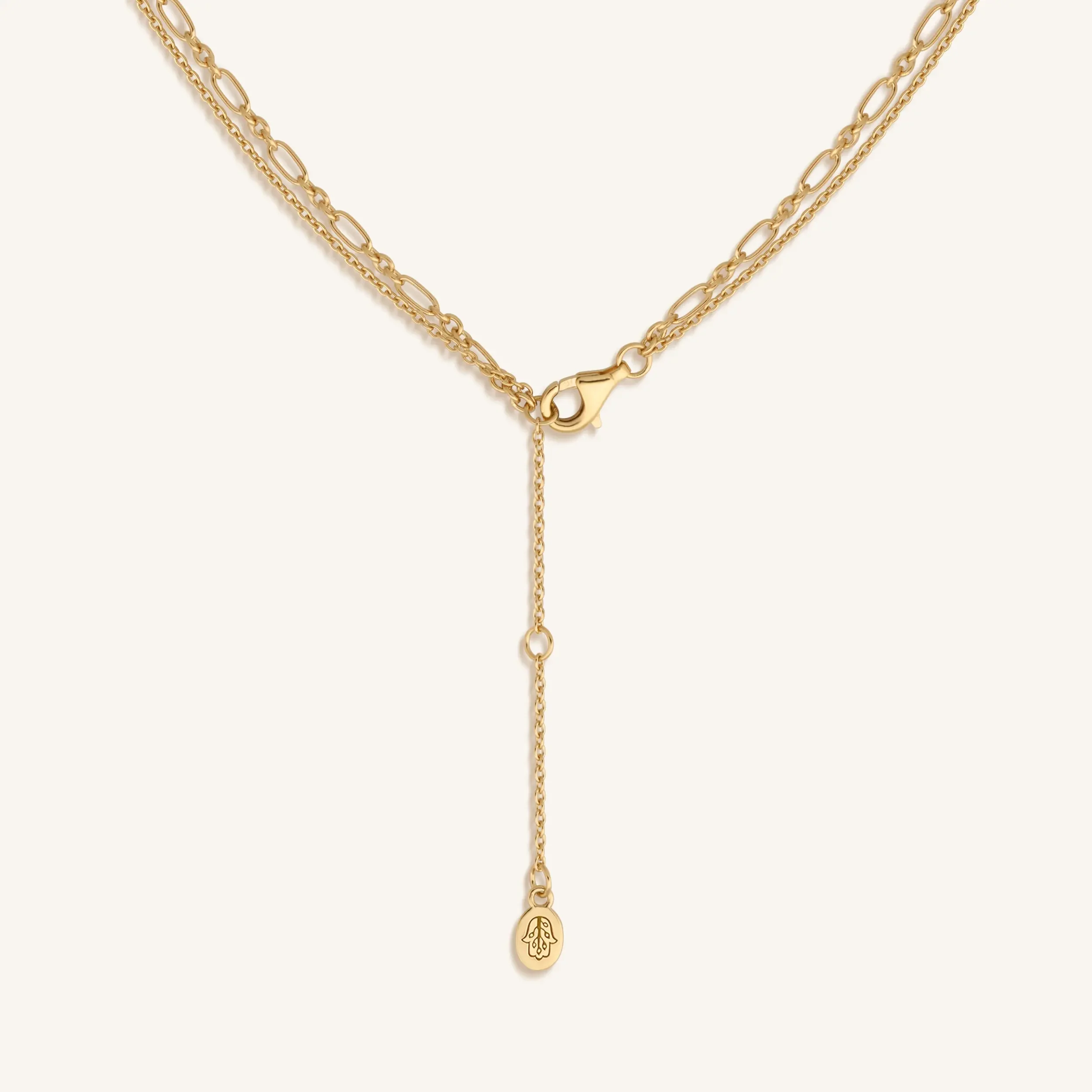 Reflected Bliss Gold Moon & Stars Double Chain Gold Necklace - Image 3