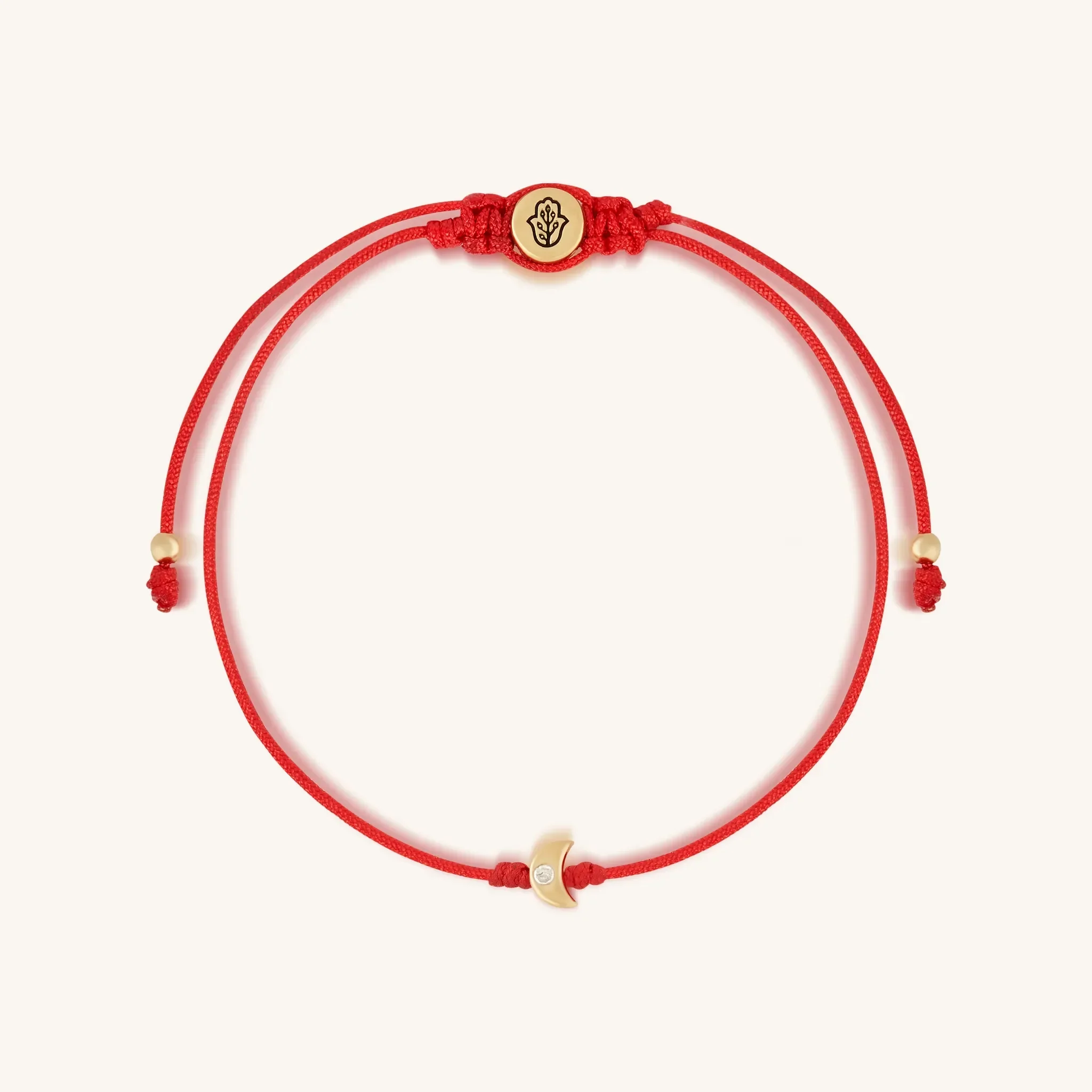 Reflected Grace 14K Gold Moon Red String Bracelet