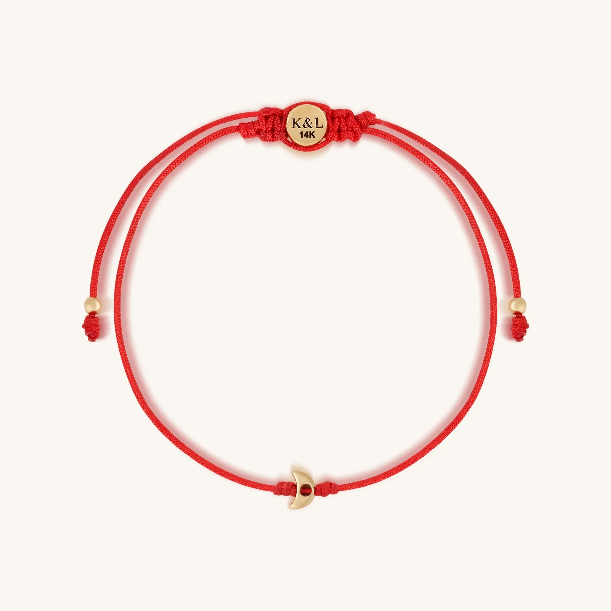 Reflected Grace 14K Gold Moon Red String Bracelet - Image 3