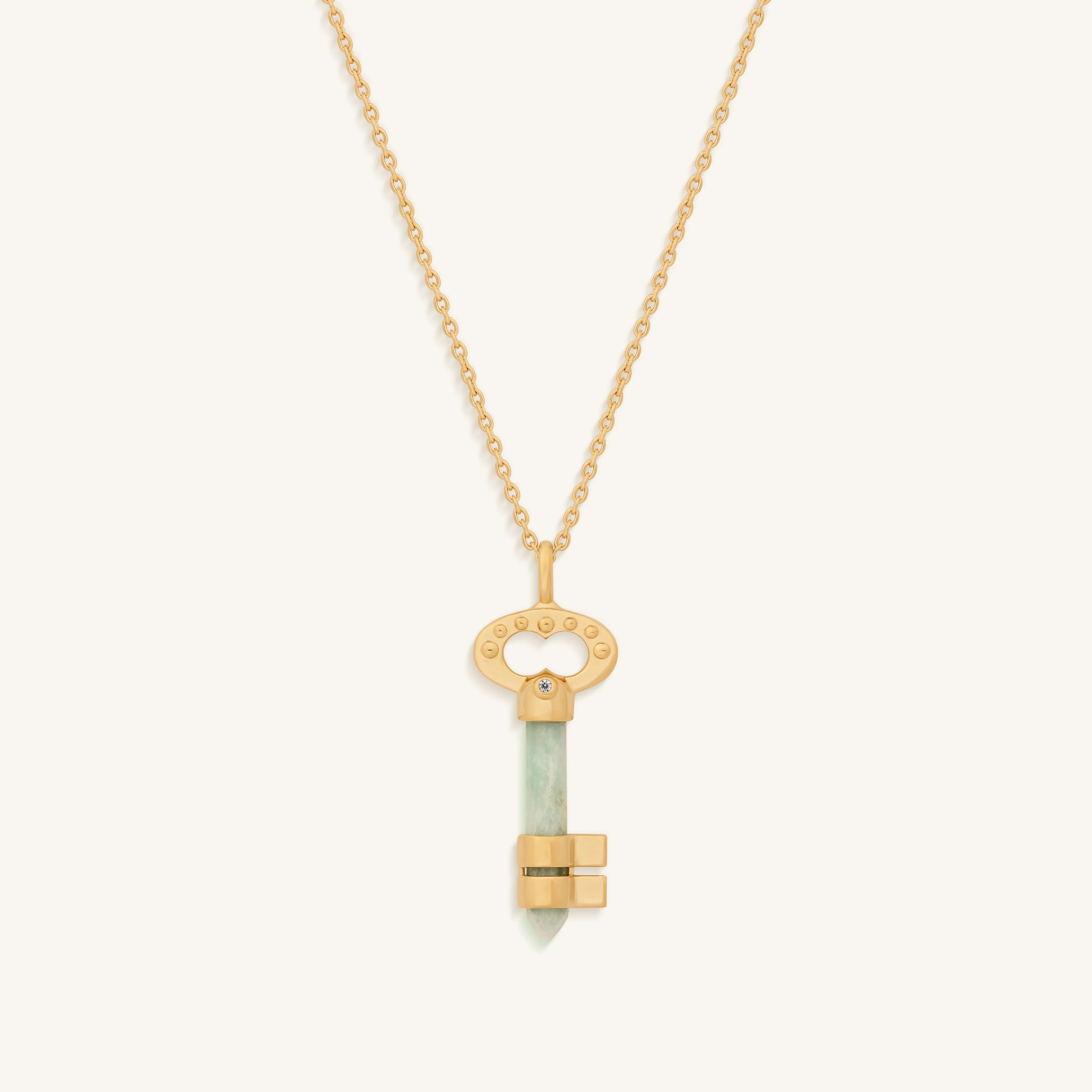 Refreshing Clarity Amazonite Key Gold Necklace