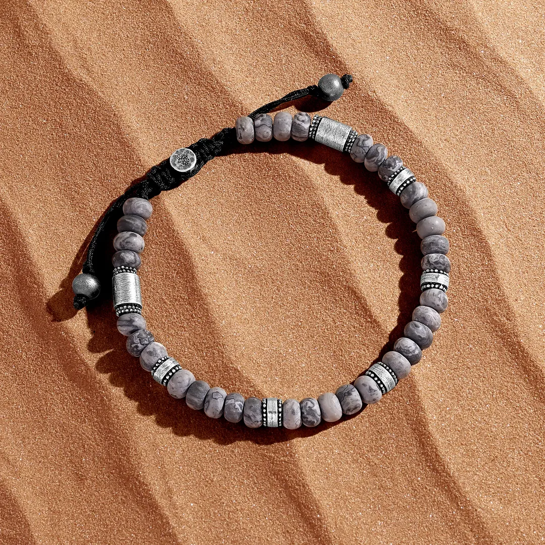 Resolute Harmony Grey Jasper Macramé Bracelet