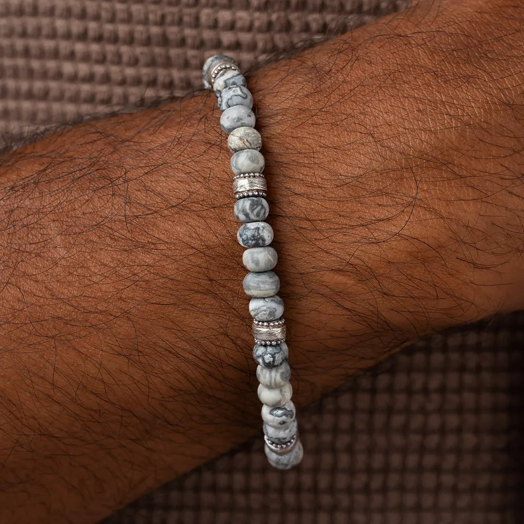 Resolute Harmony Grey Jasper Macramé Bracelet - Image 2