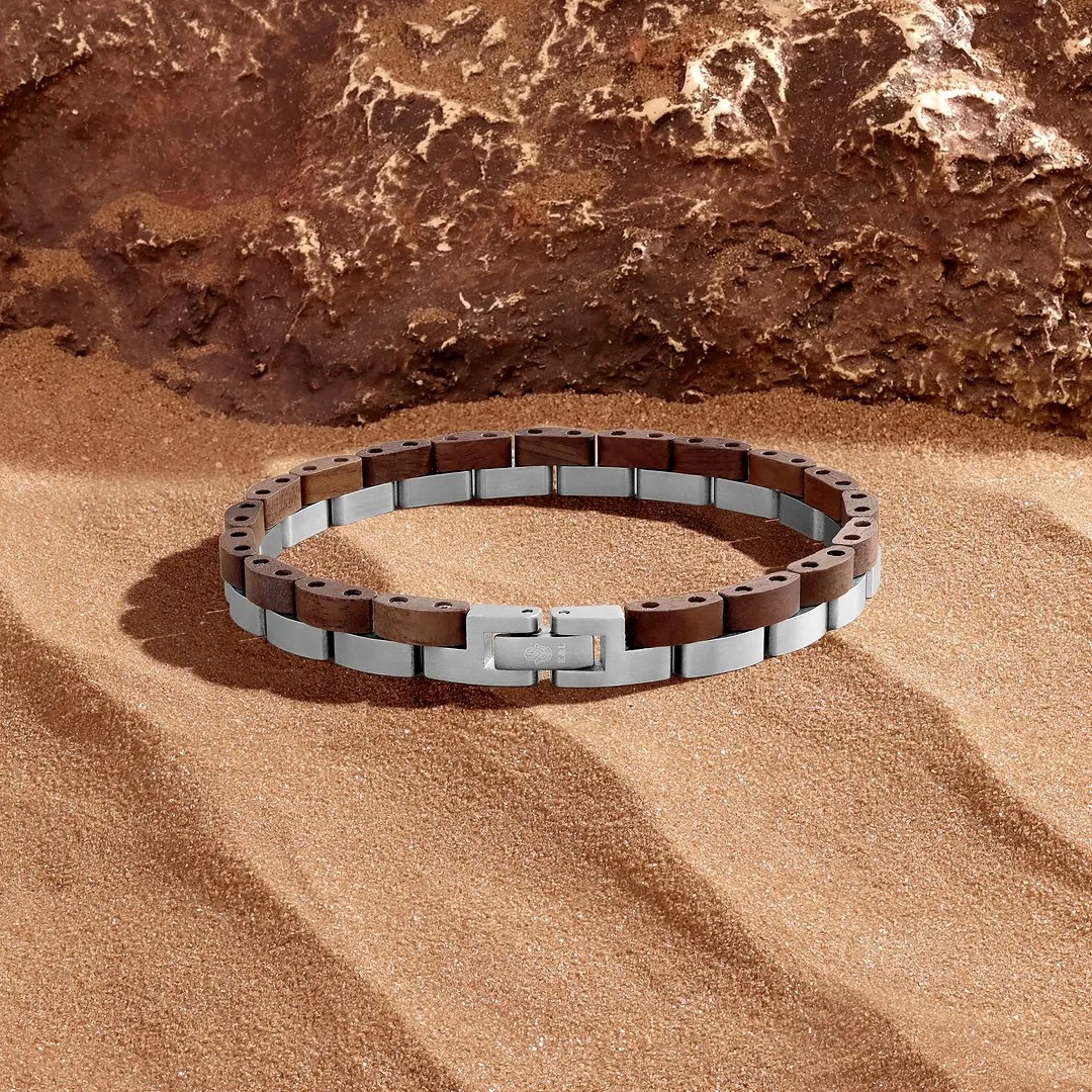 Rooted Horizon Stainless Steel Walnut Bracelet - Image 3