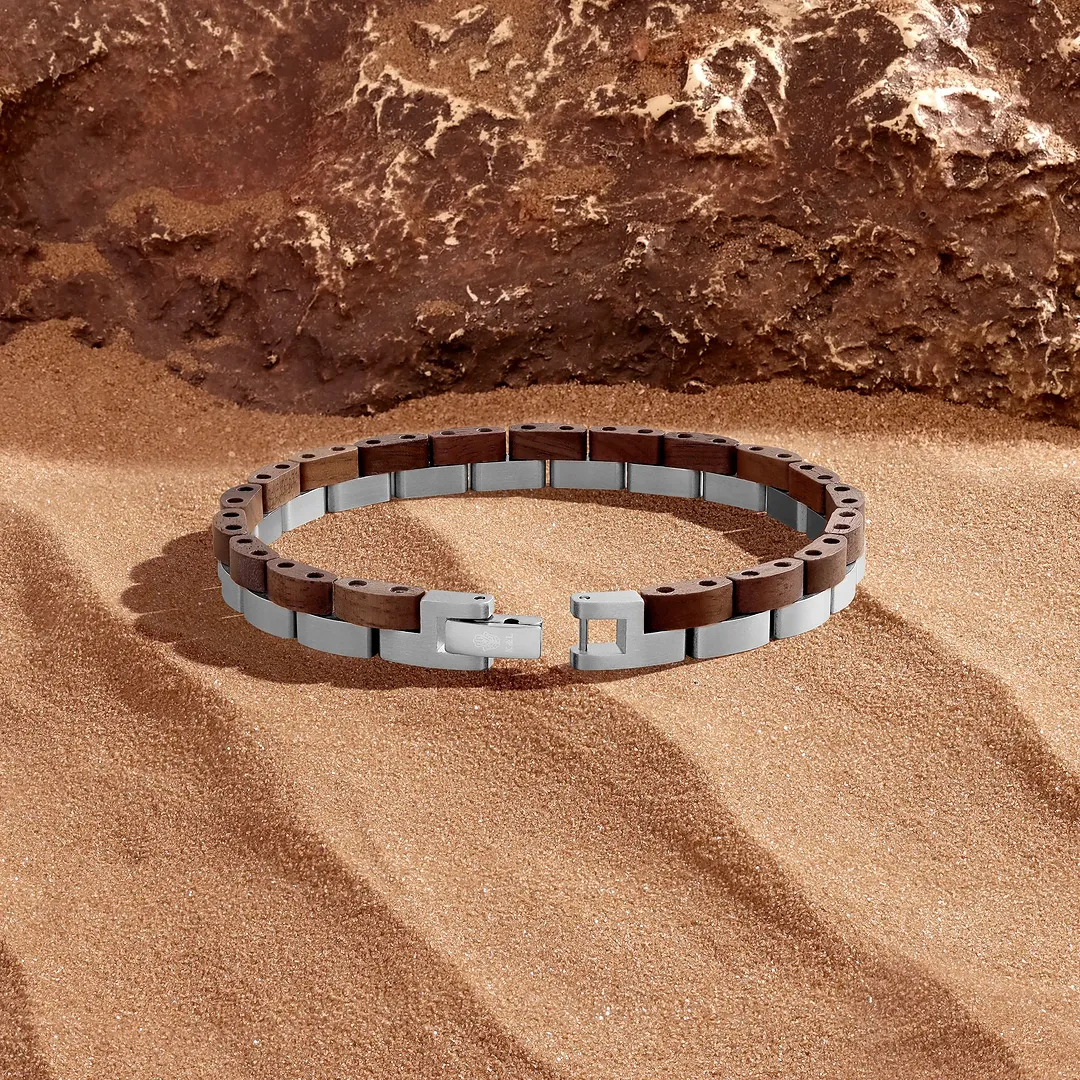 Rooted Horizon Stainless Steel Walnut Bracelet - Image 4
