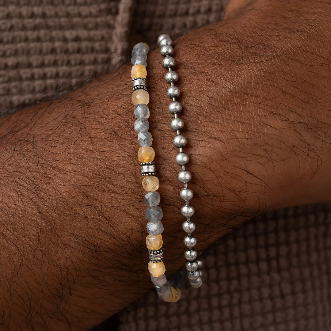 Sacred Ascent – Labradorite & Citrine Men’s Bracelet - Image 2