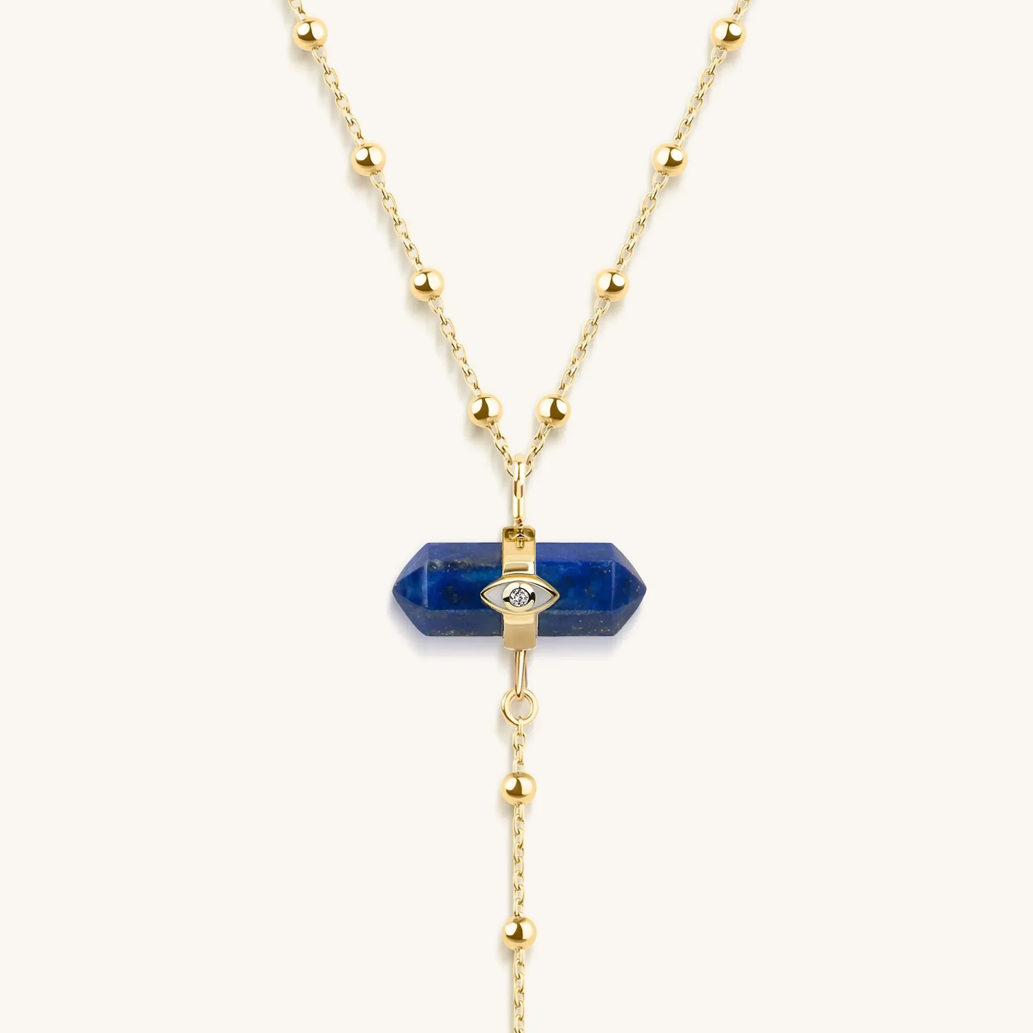Sacred Integrity Lapis Lazuli Gold Evil Eye Necklace - Image 4
