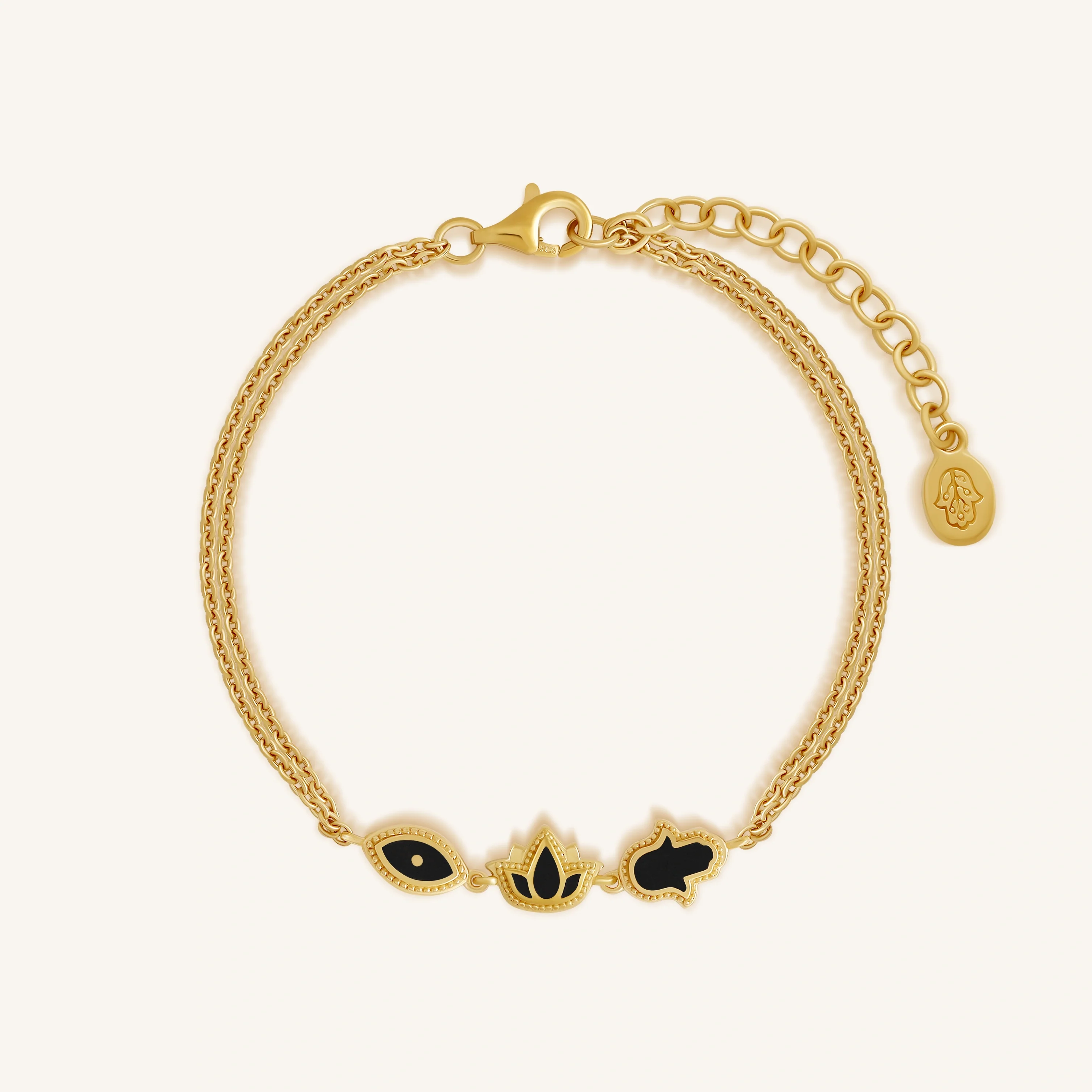 Sacred Poise Multi-Charm Onyx Bracelet