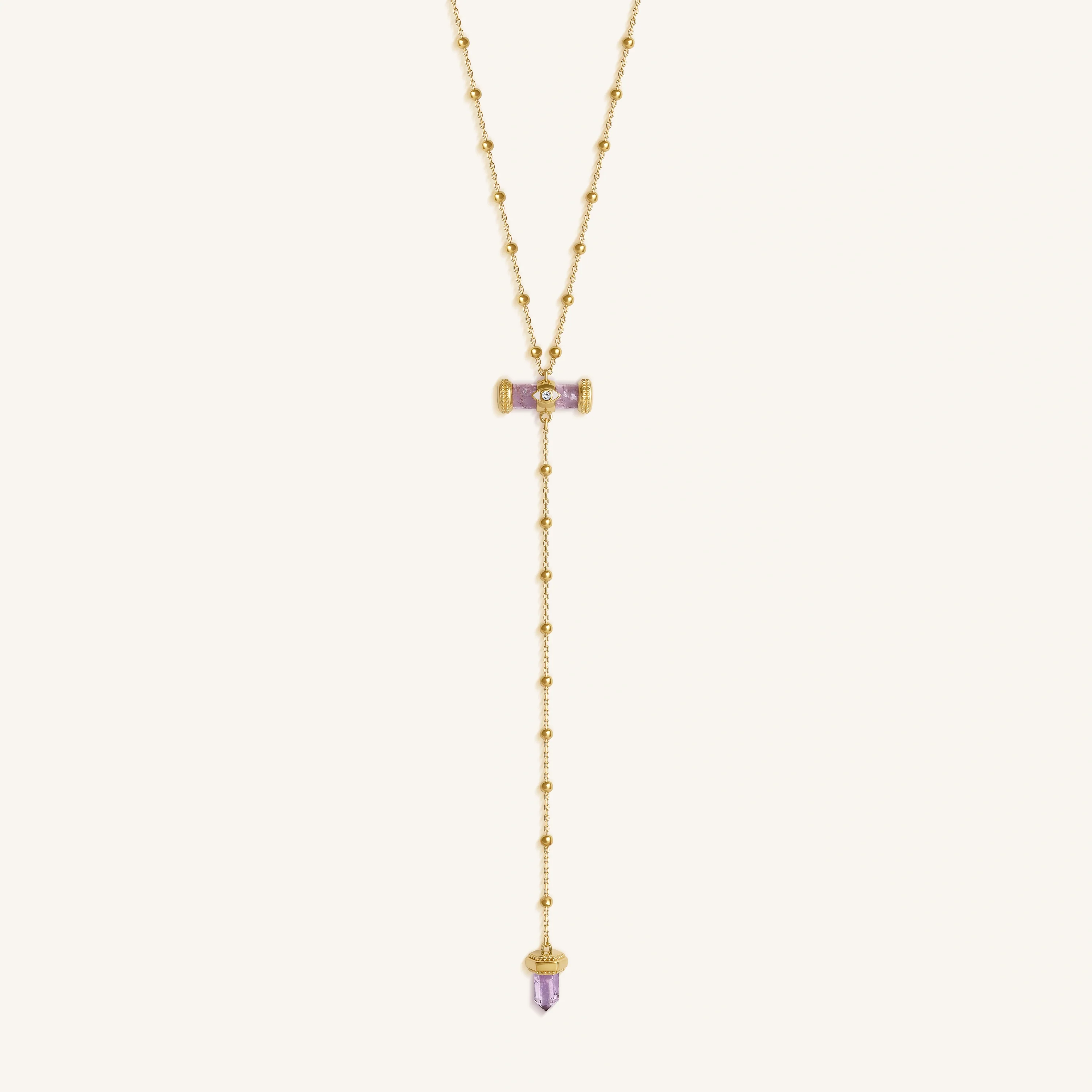 Sacred Remedy Gold Amethyst Evil Eye Necklace