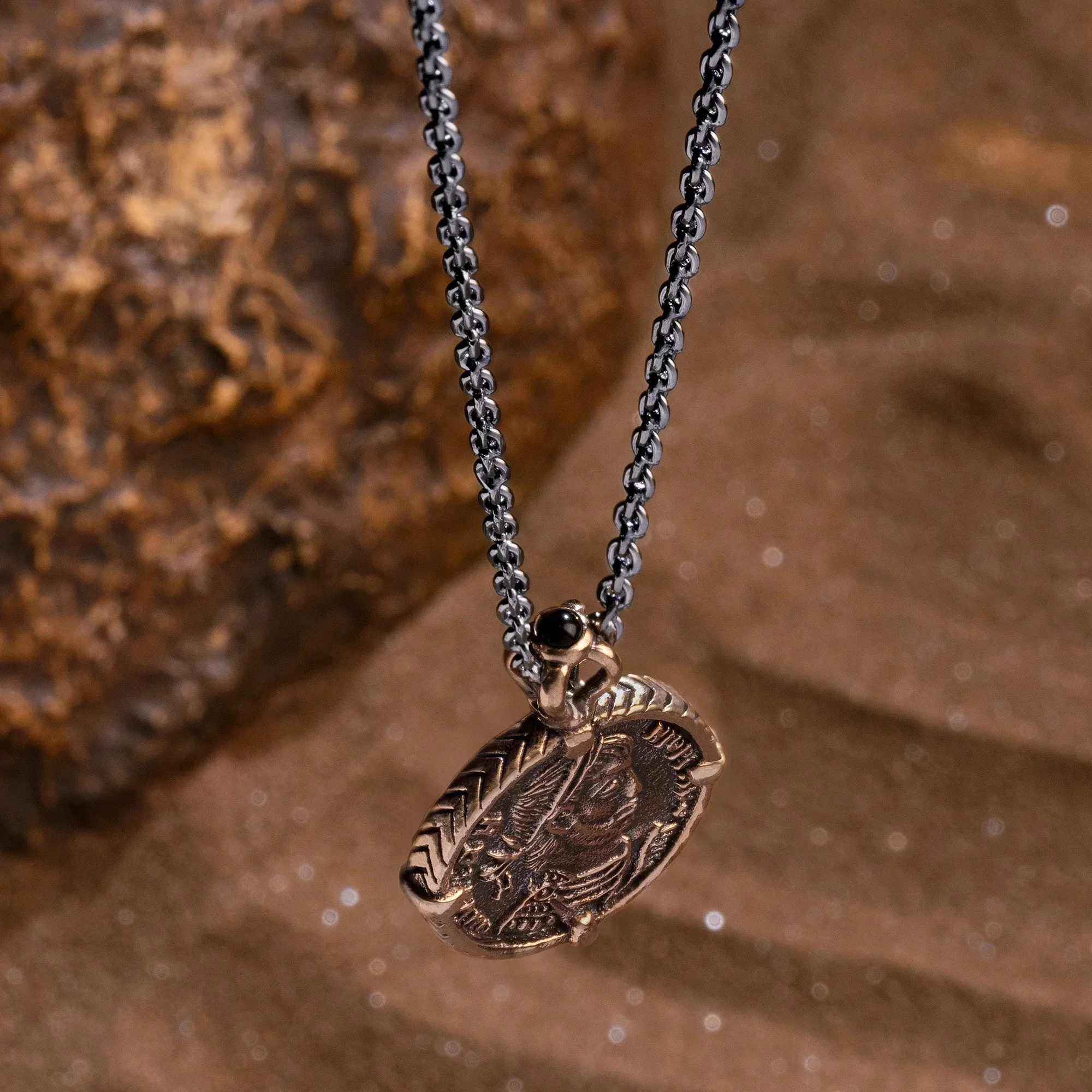 Sacred Service - Onyx Augustus Caesar Coin Necklace - Image 3