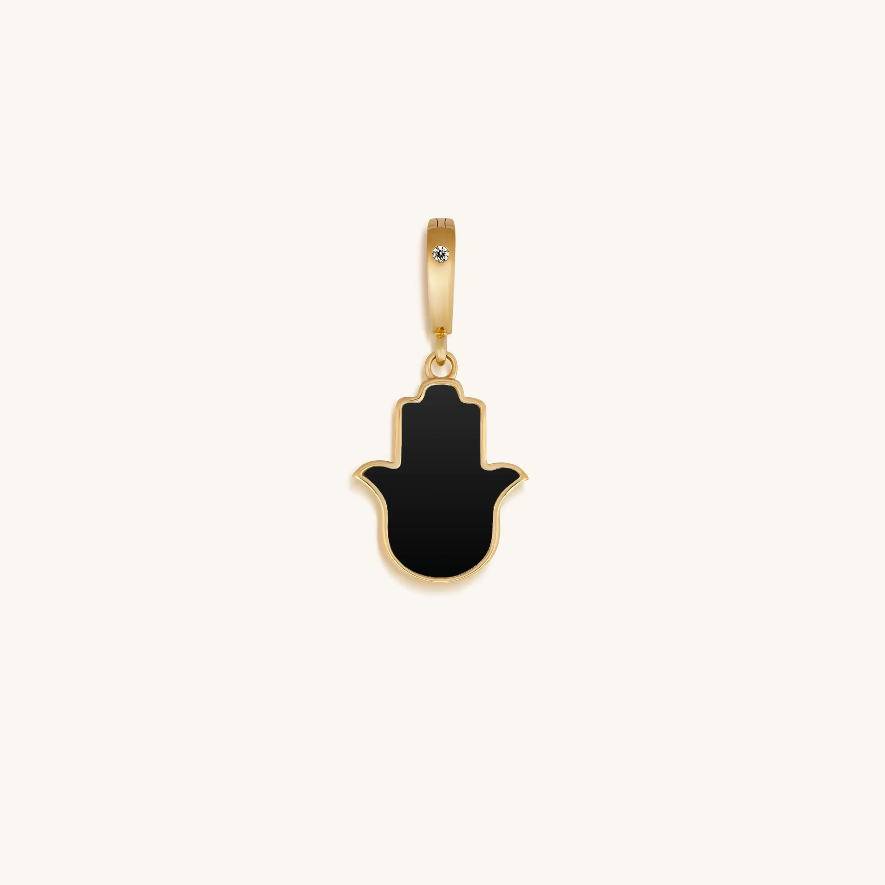 Sacred Timing Black Onyx Hamsa Engravable Charm