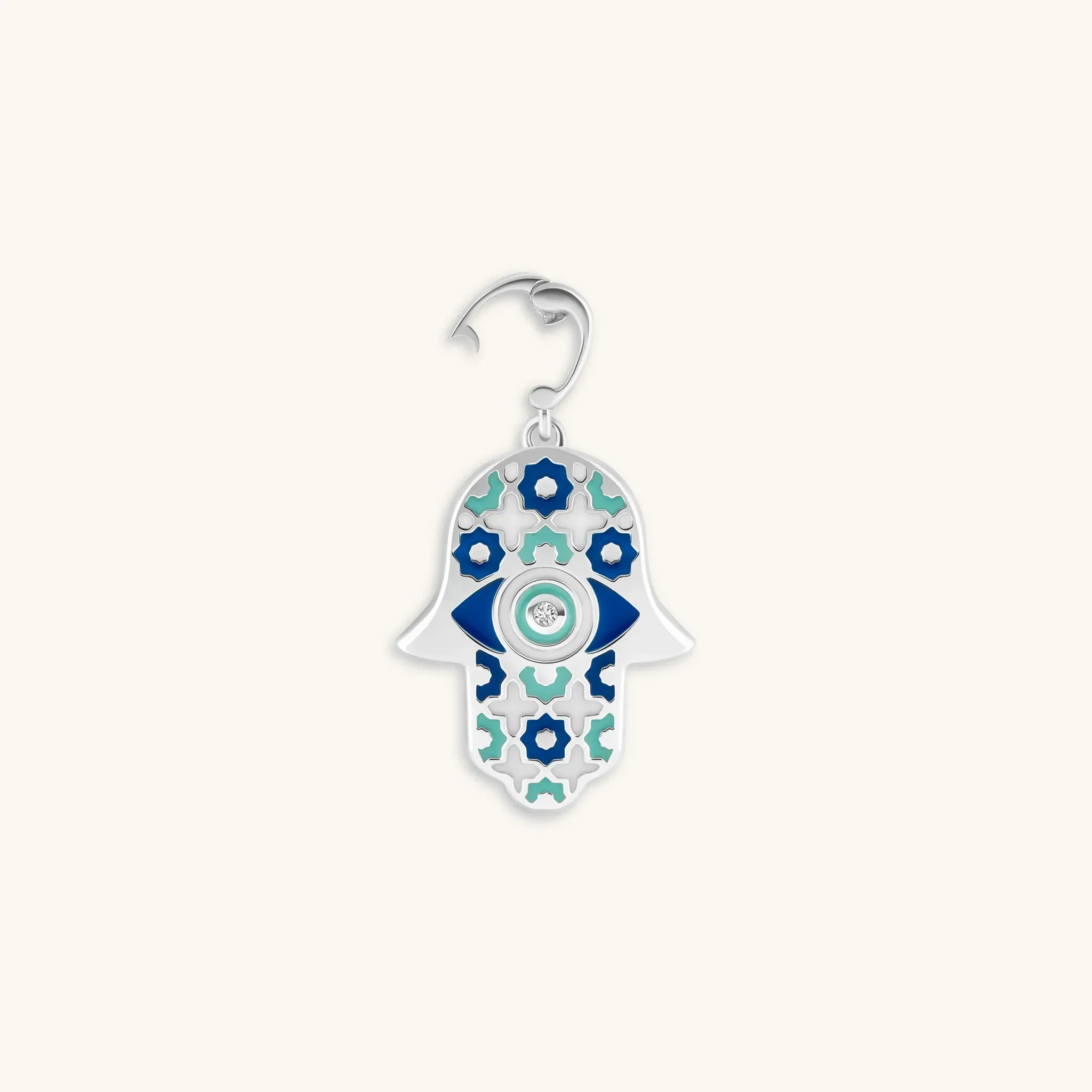 Safe & Sound - Silver Patterned Hamsa Charm - Image 3