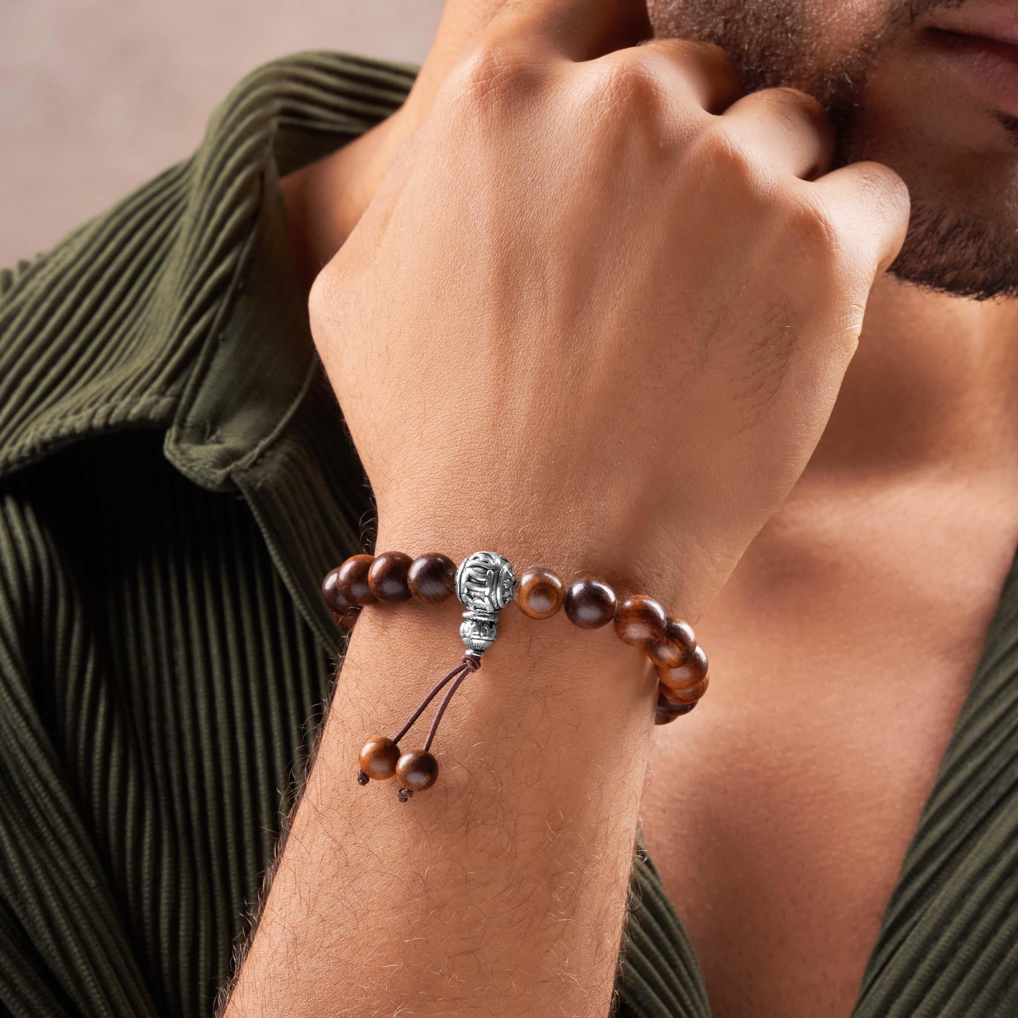 Seeking Perfection - Men’s Agarwood Guru Bead Bracelet - Image 2