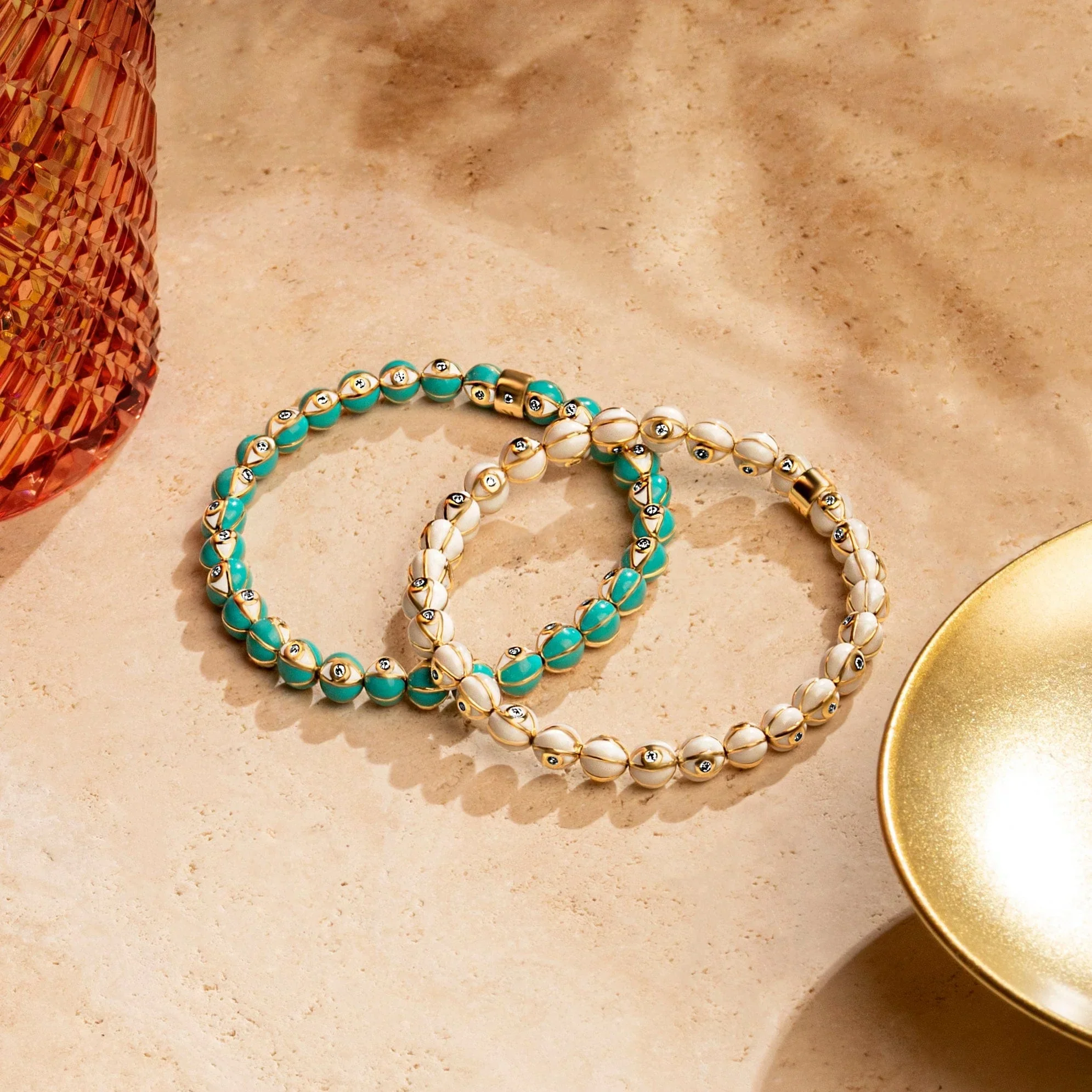 Serene Protection - Turquoise Enamel Evil Eye Charm Bracelet - Image 3