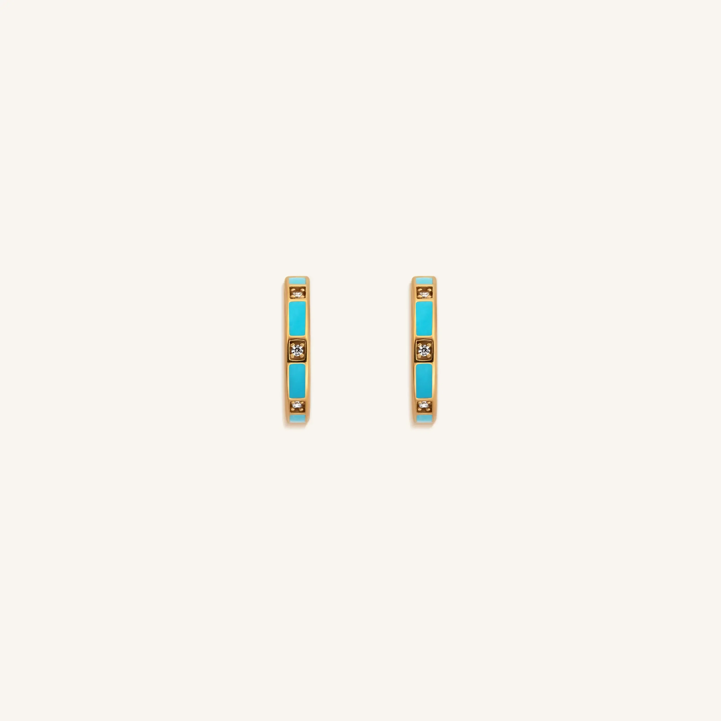 Serene Sensations Turquoise Gold Hoop Earrings