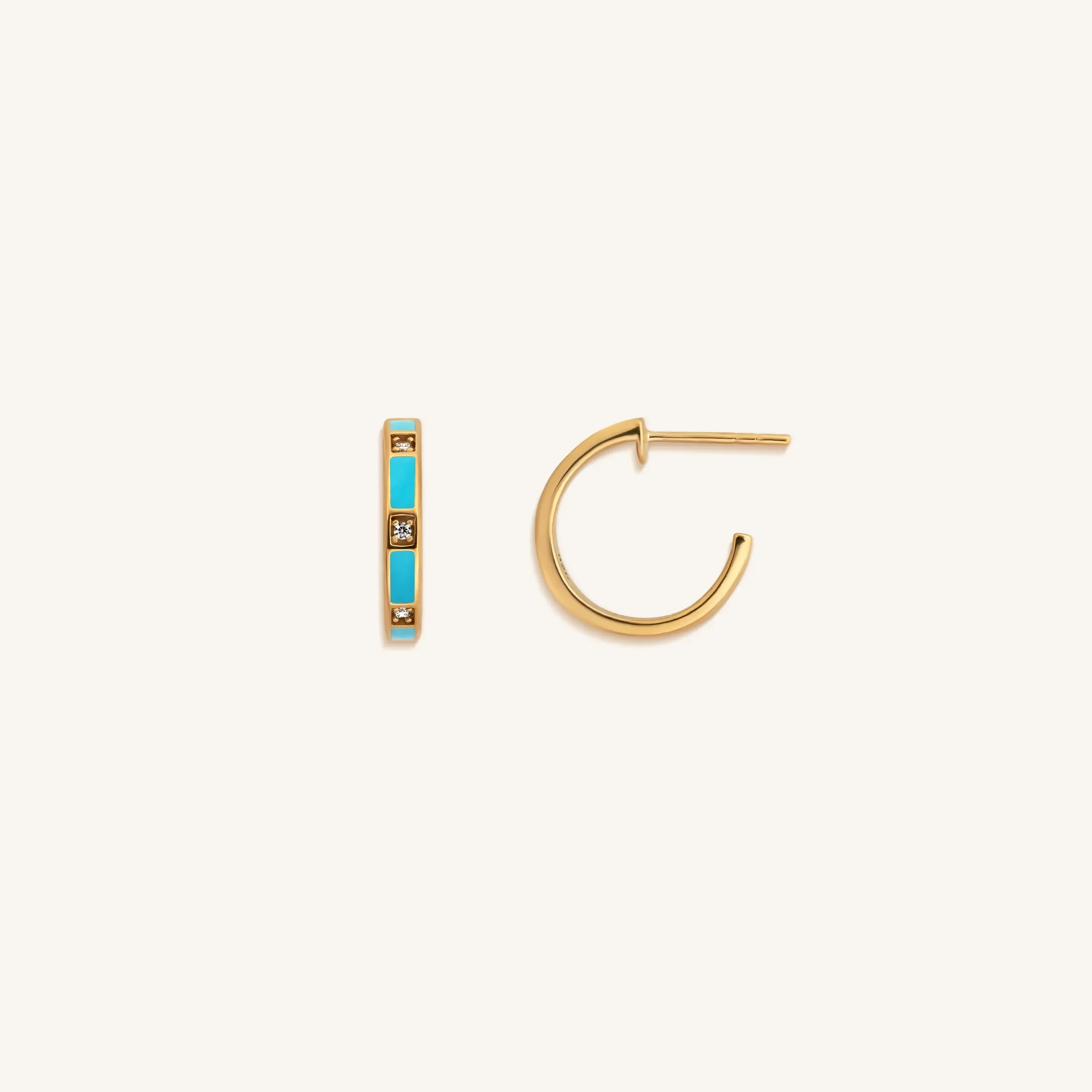 Serene Sensations Turquoise Gold Hoop Earrings - Image 3