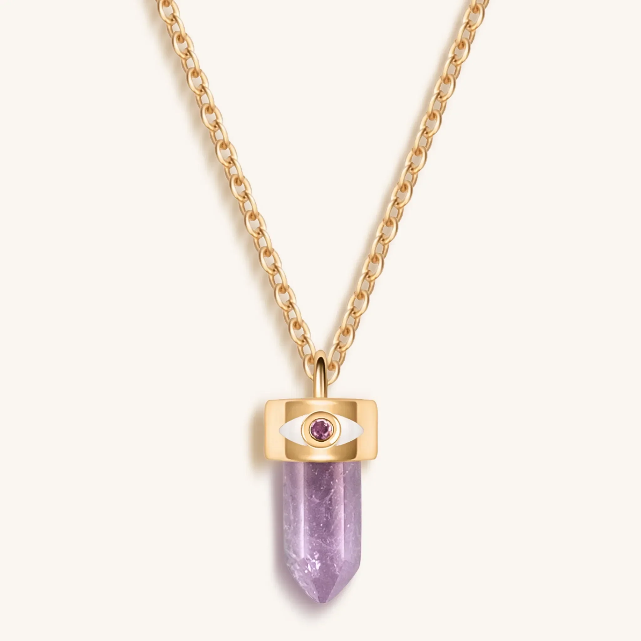 Serene Tranquility - Amethyst Evil Eye Pointer Necklace - Image 4