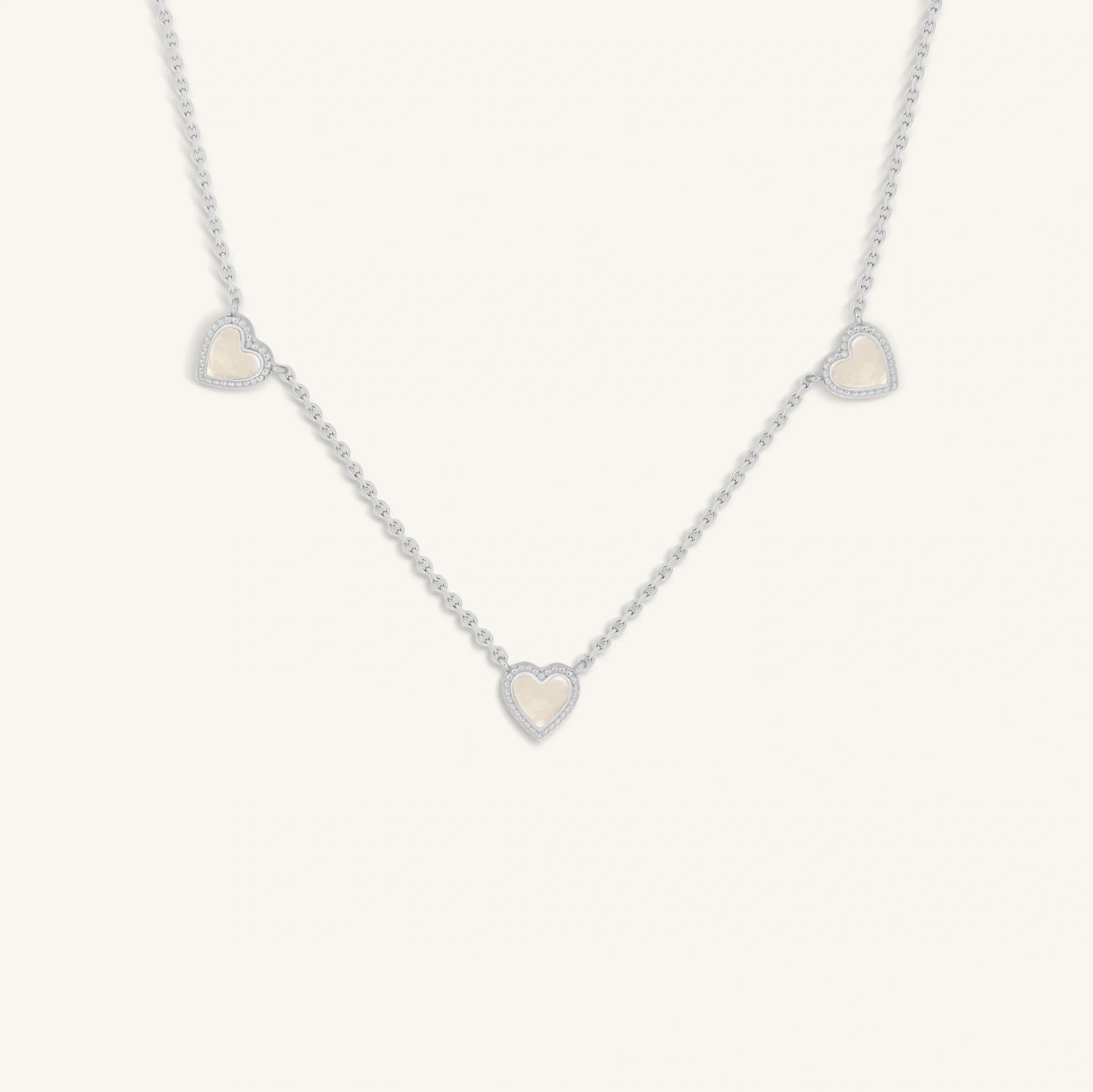 Serene Vibes Mother of Pearl Heart Silver Necklace