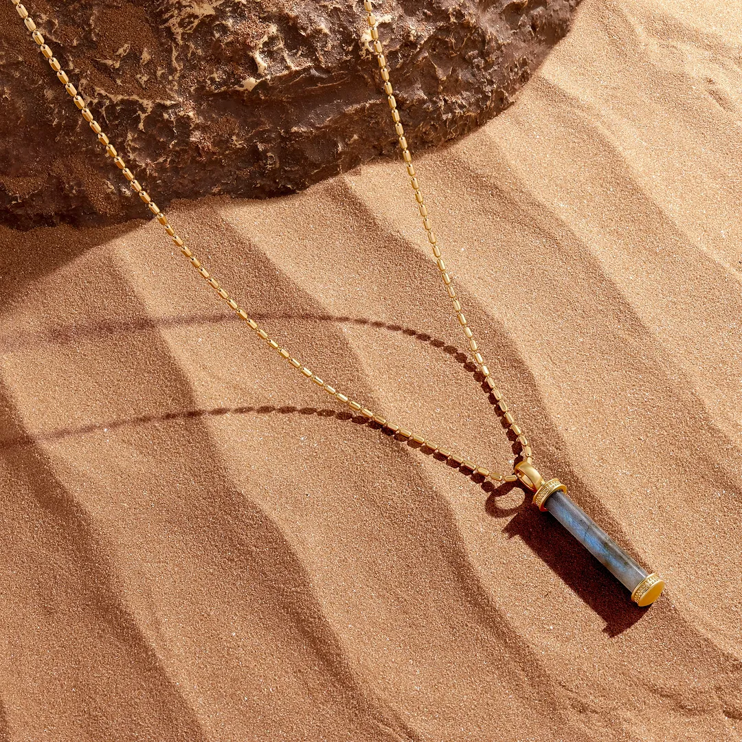 Shadow Horizon Labradorite Bar Necklace