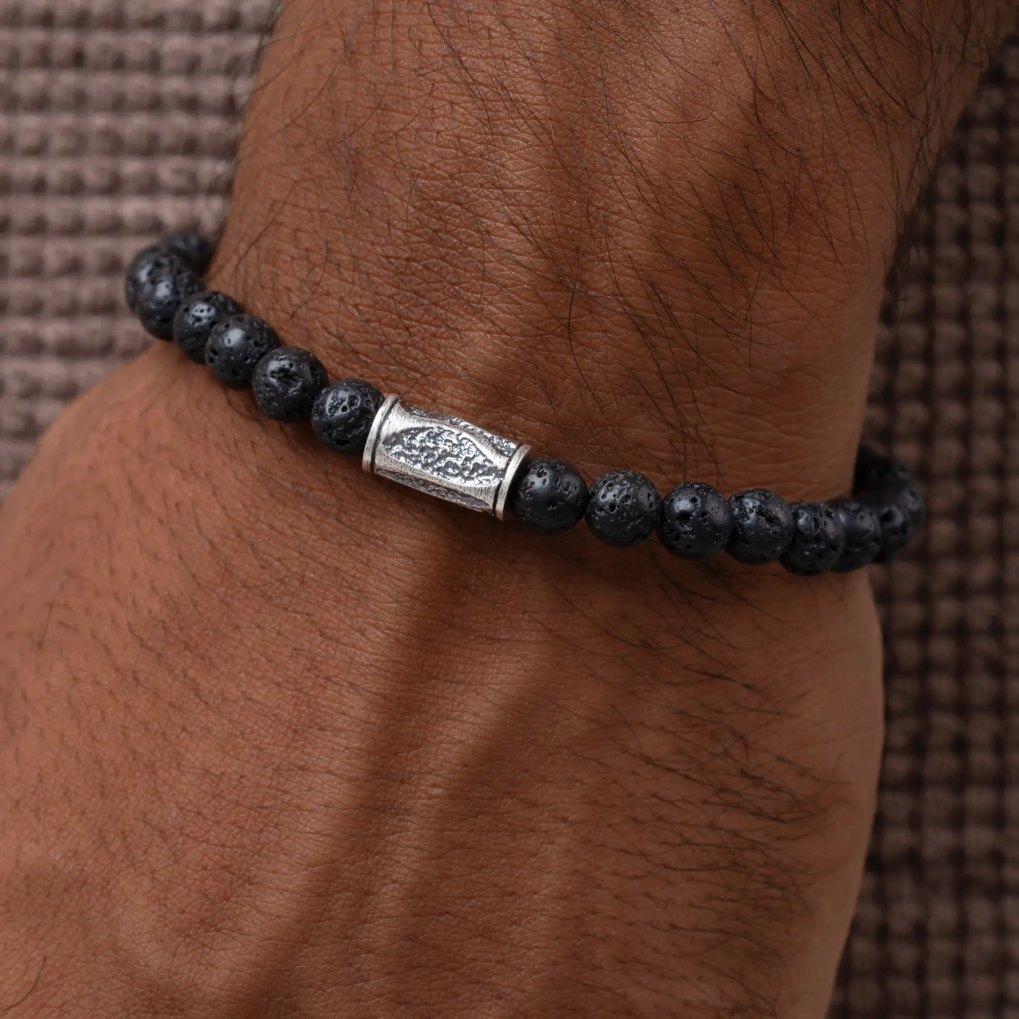 Silent Dune Textured Tube & Lava Bracelet - Image 2