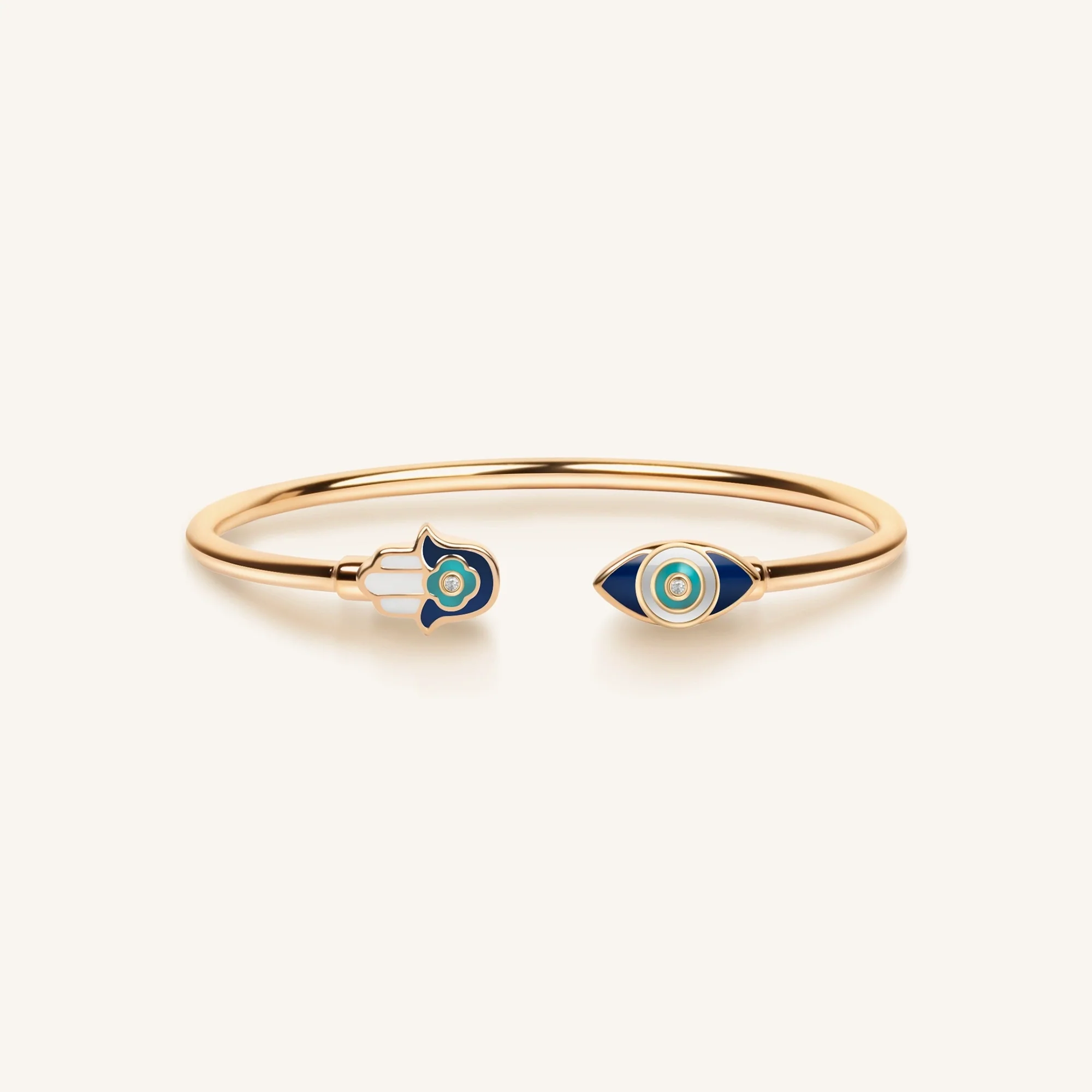 Positive Light - Enamel Hamsa Evil Eye Cuff