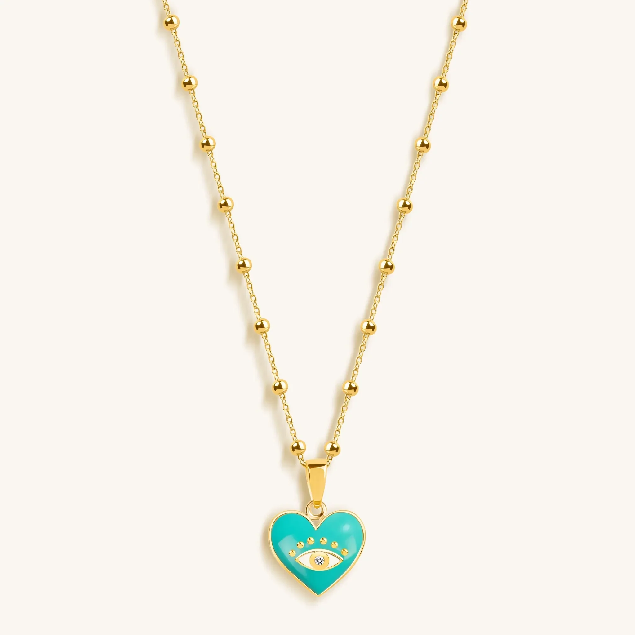 Sincere Love - Evil Eye Diamond Heart Charm Necklace - Image 3