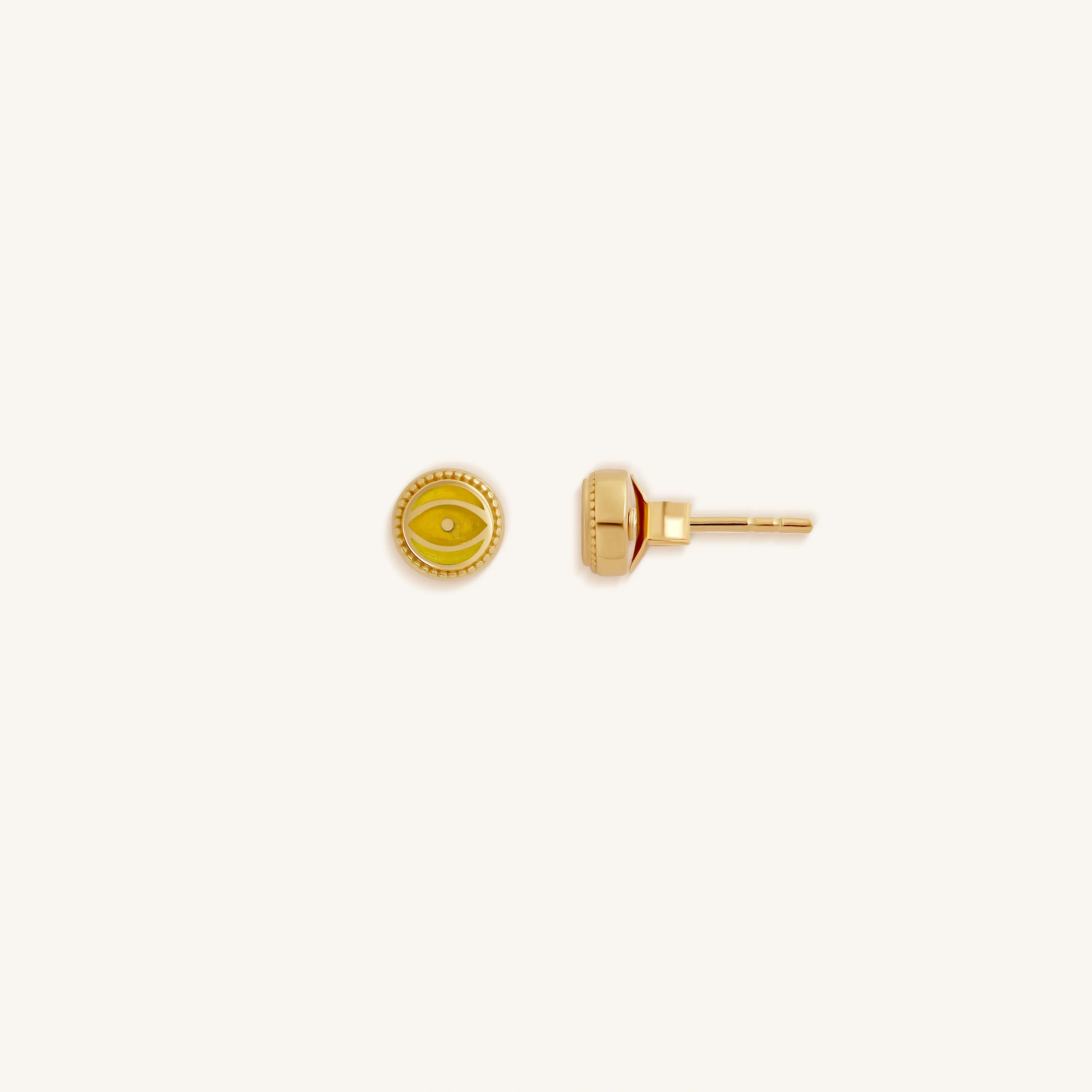 Solar Guard - Citrine November Birthstone Evil Eye Gold Stud Earrings - Image 4
