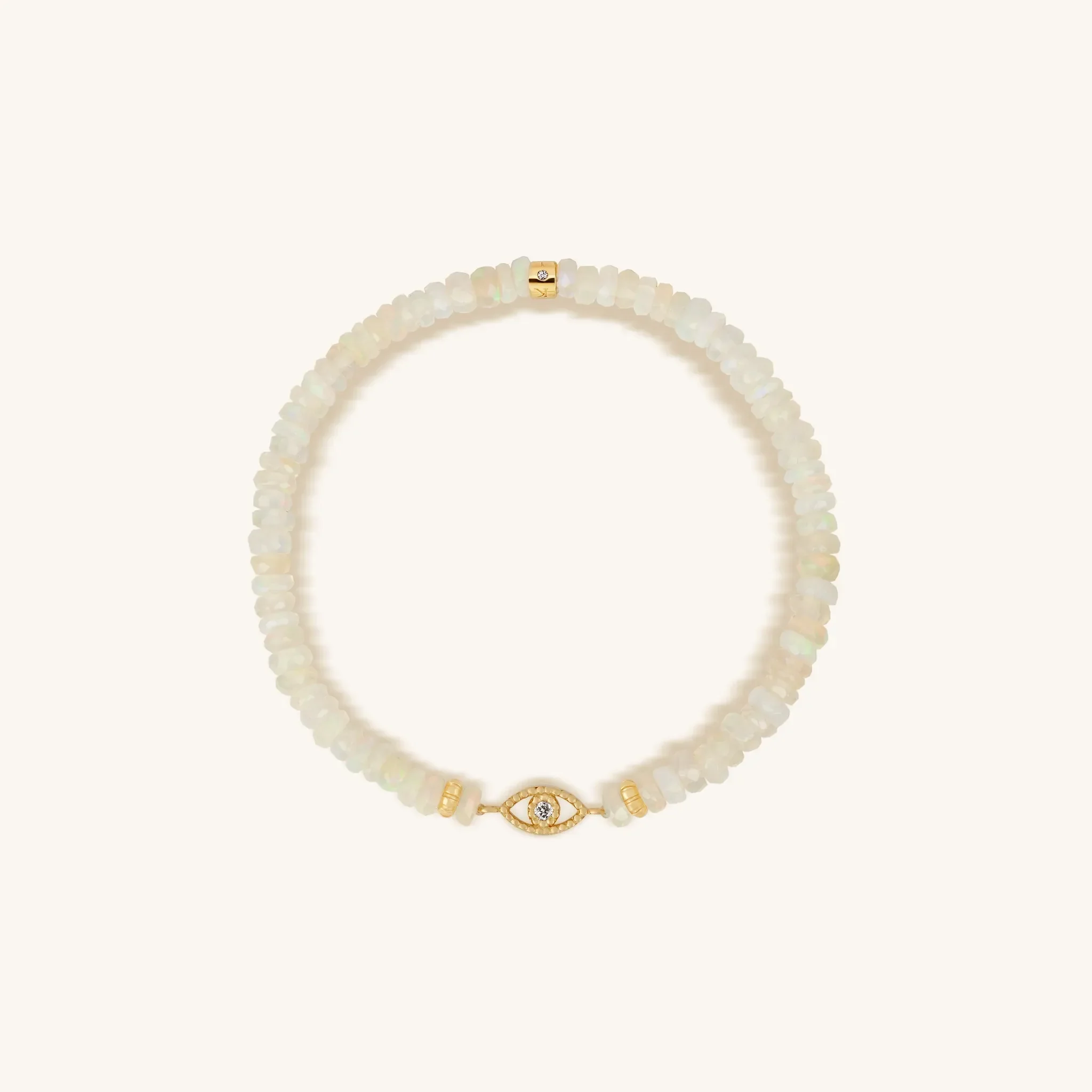 Clarified Intuition 14K Gold Evil Eye Diamond White Opal Bracelet - Image 2