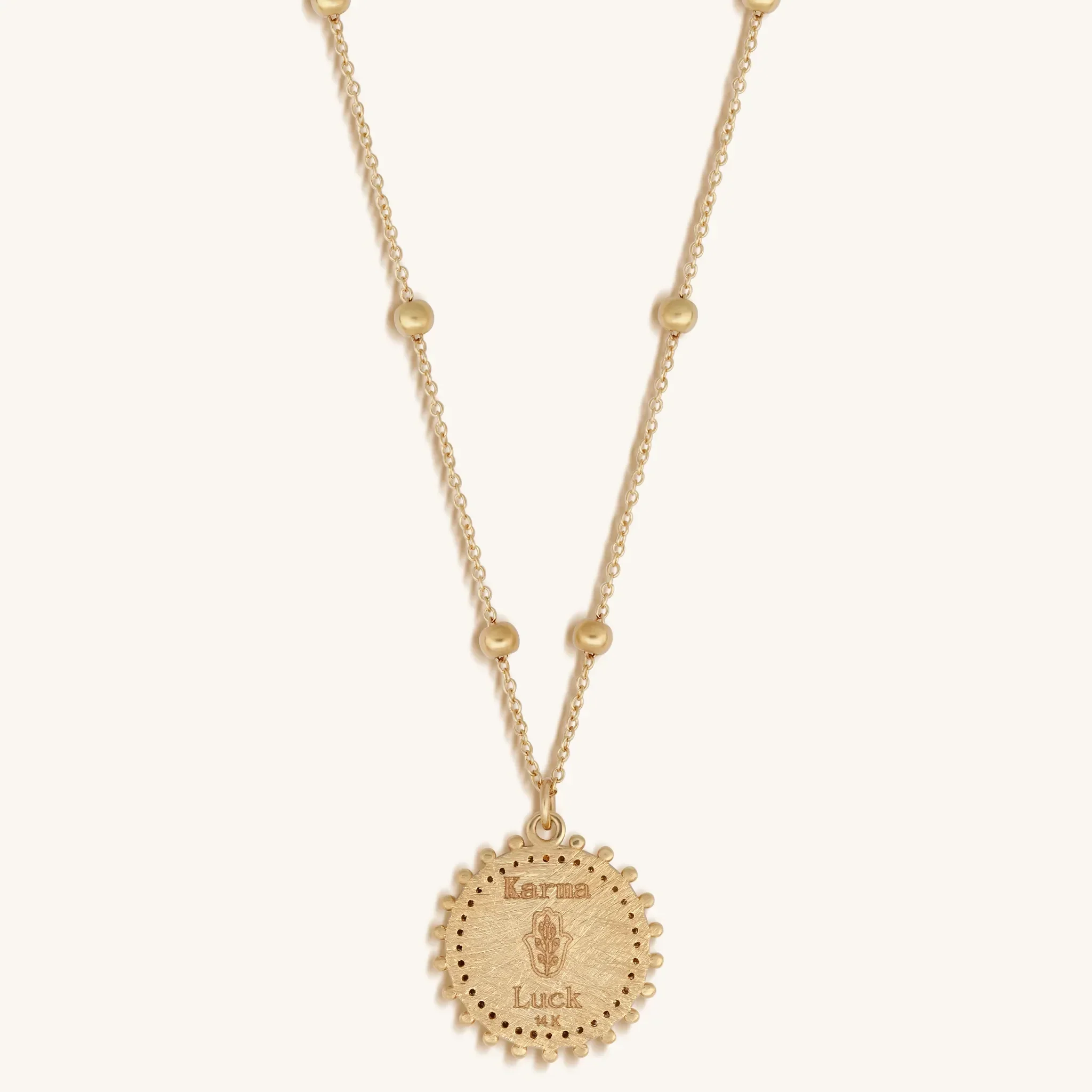 Illuminated Faith 14K Solid Gold Diamond Hamsa Medallion Necklace - Image 4