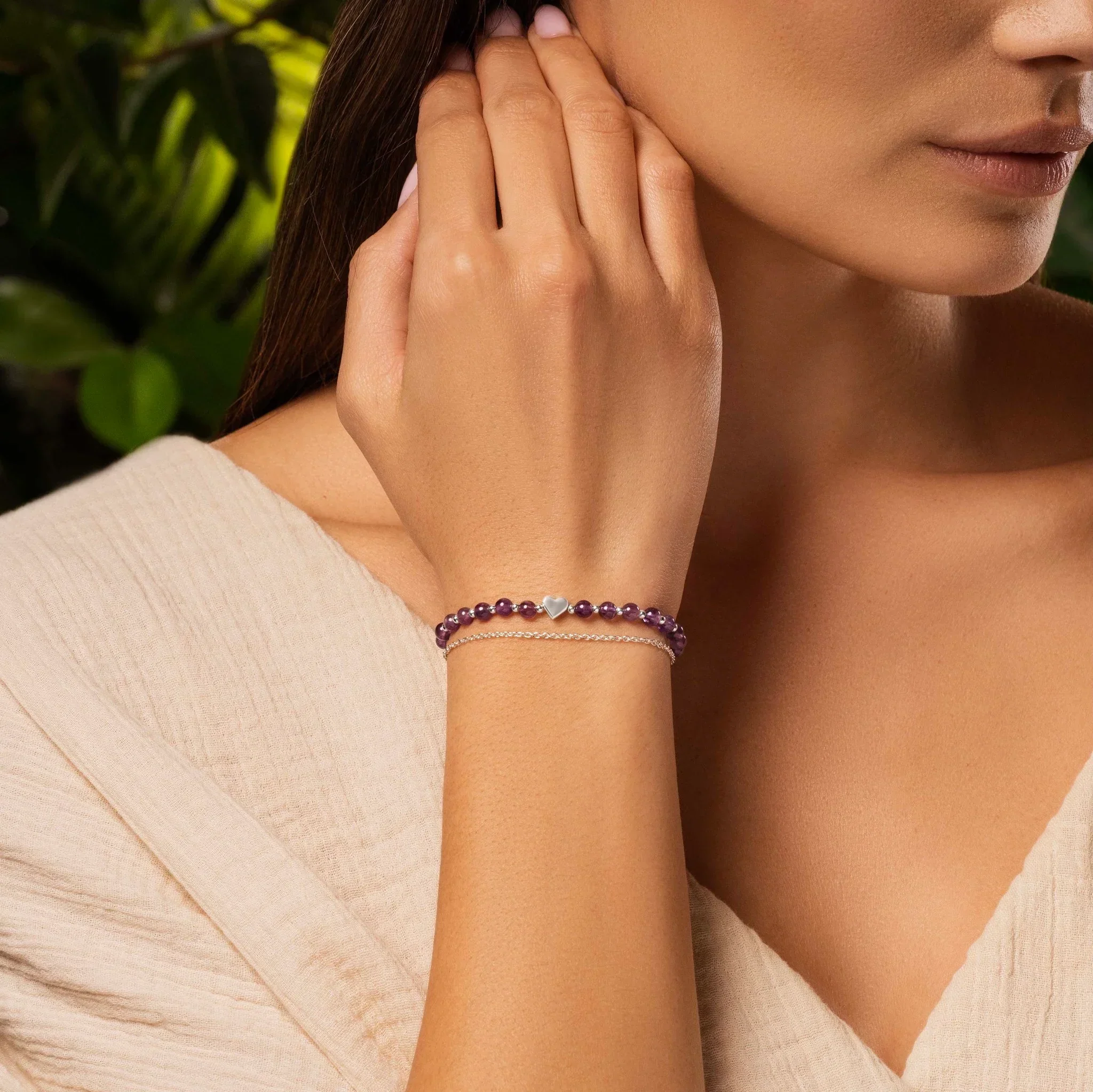 Soothing Love - Amethyst Heart Charm Bracelet - Image 2