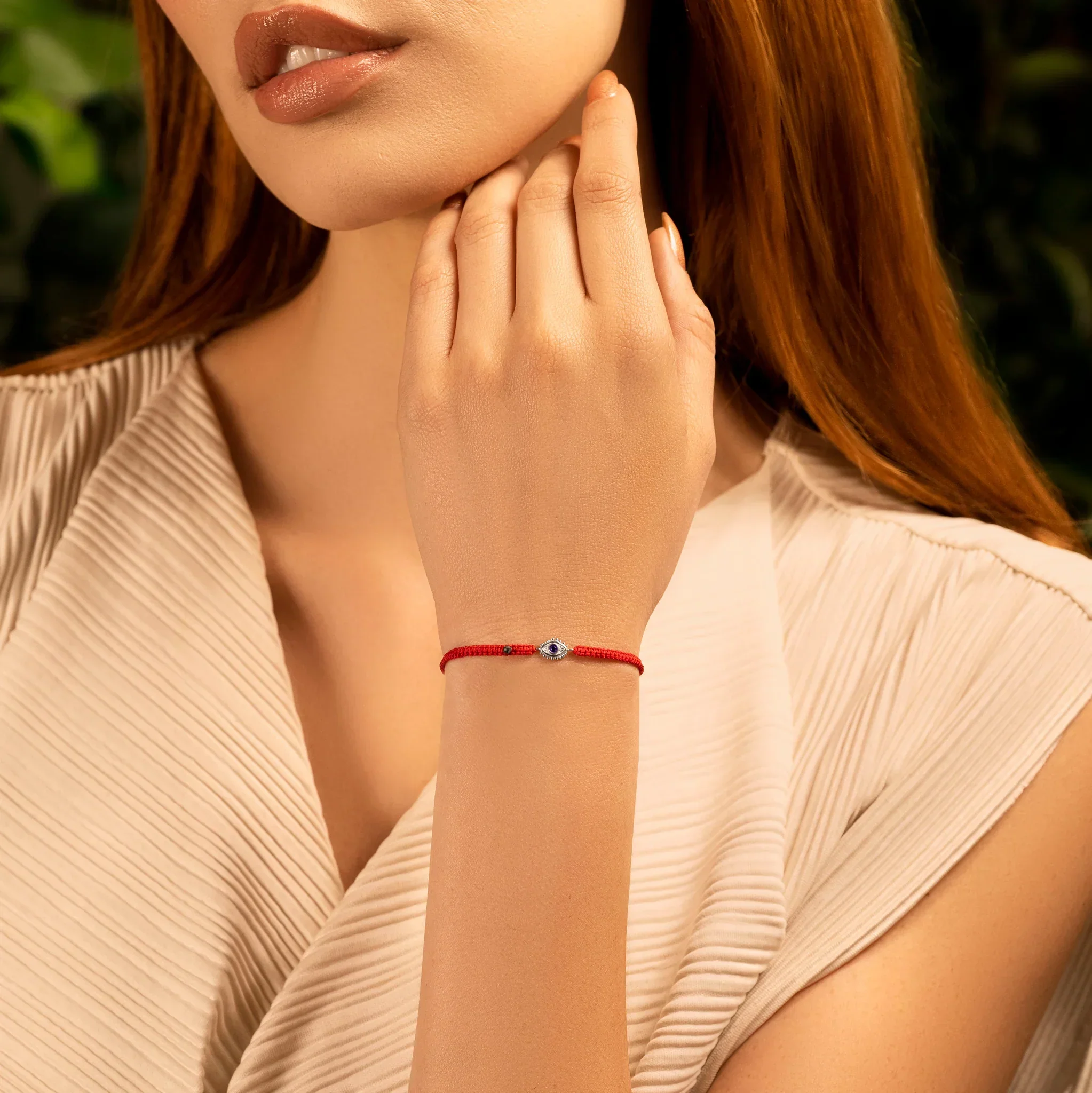 Beat Anxiety - Red String Amethyst Evil Eye Charm Bracelet - Image 2