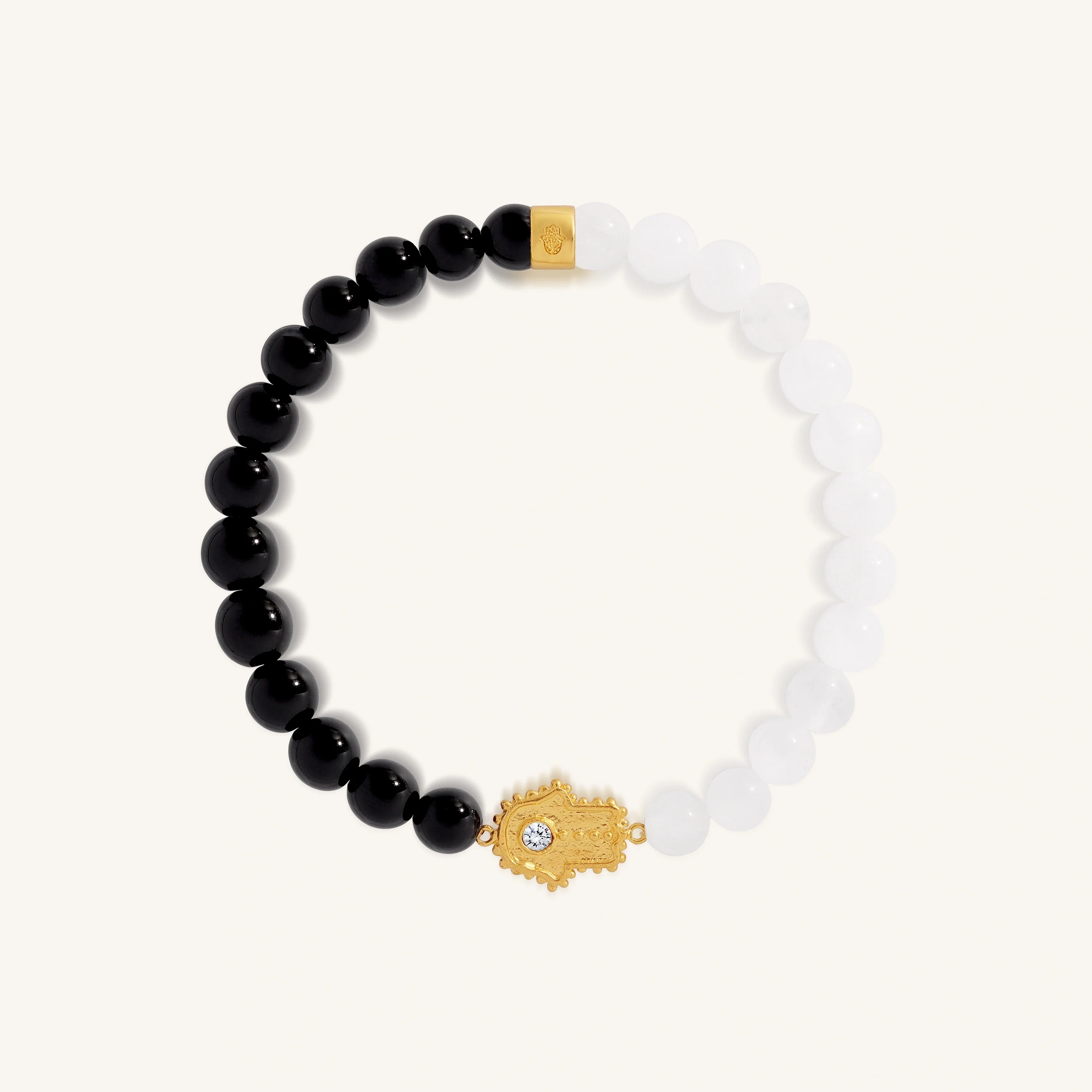 Soothing Vibes White Jade & Onyx Hamsa Bracelet