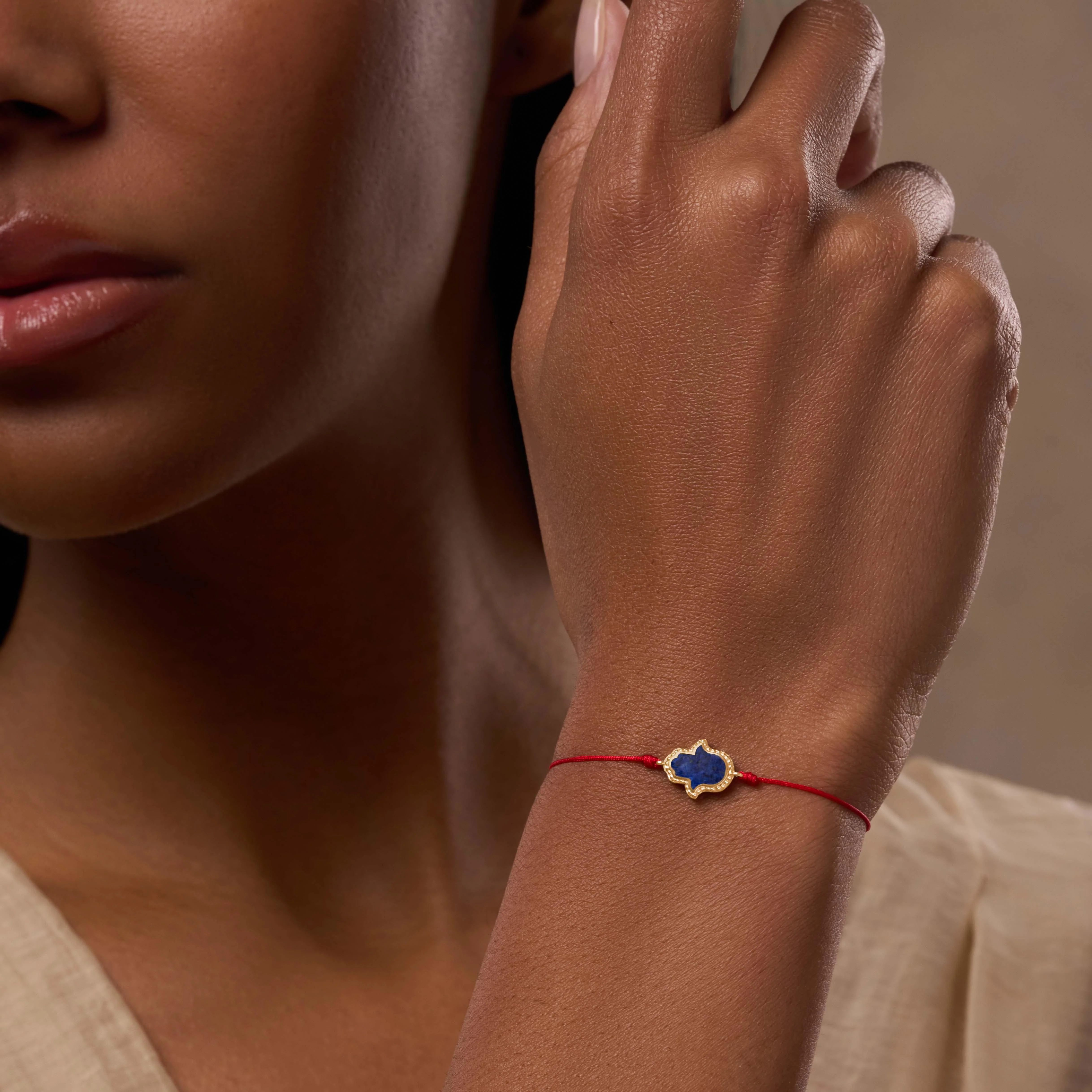 Soul’s Gratitude Hamsa Lapis Lazuli Red String Bracelet - Image 2