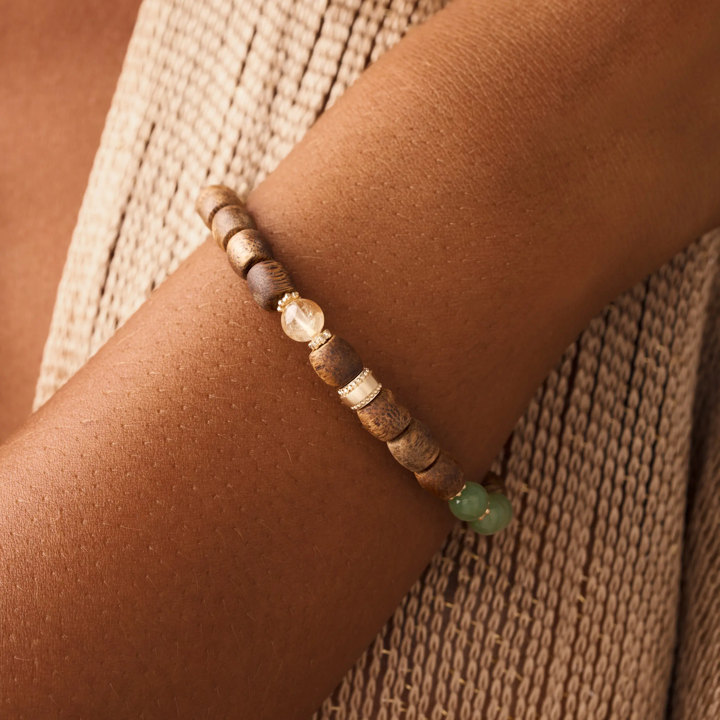 Sovereign Aura Agarwood, Jadeite & Citrine Bracelet - Image 2