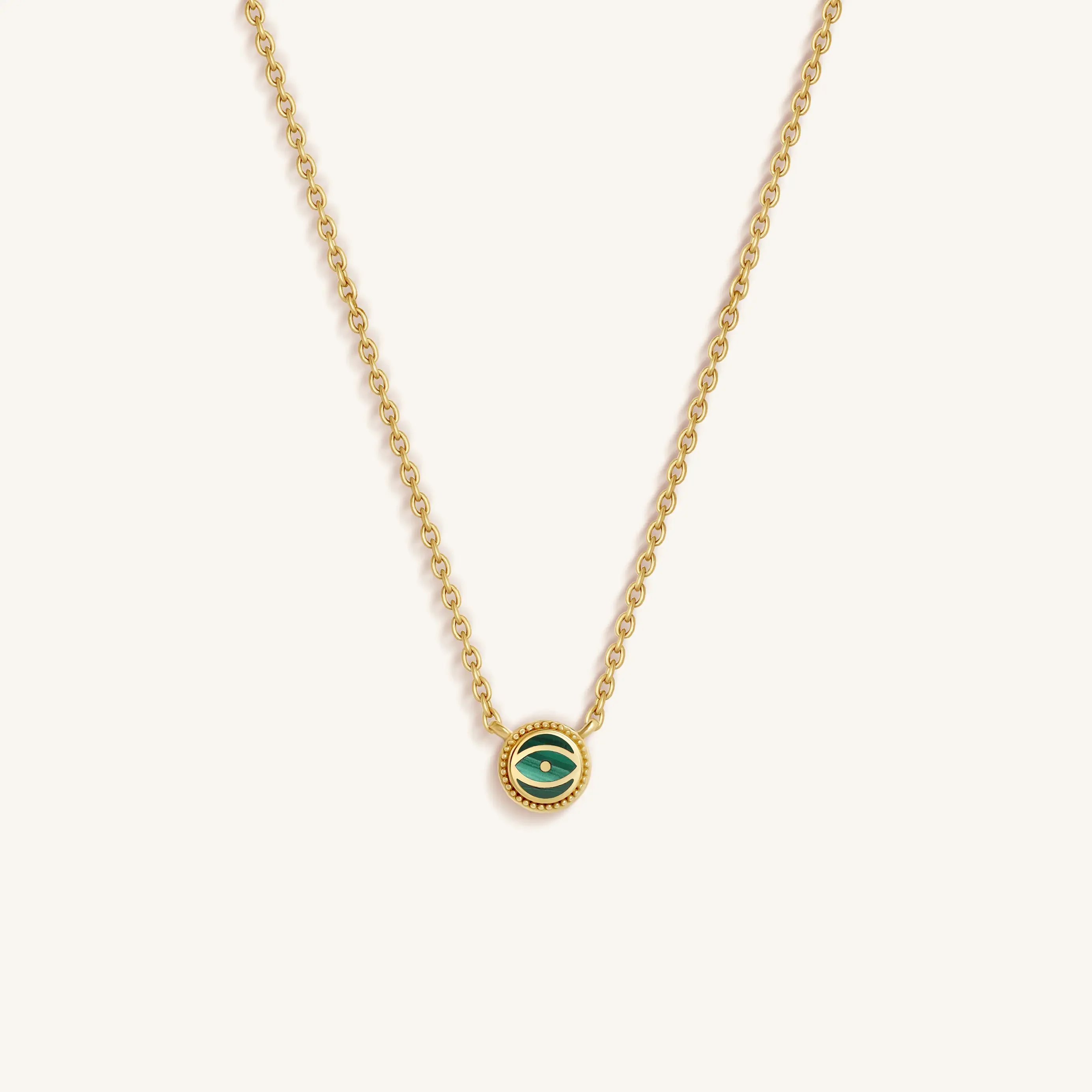 Spirit Shield 14K Gold Malachite Evil Eye Diamond Necklace