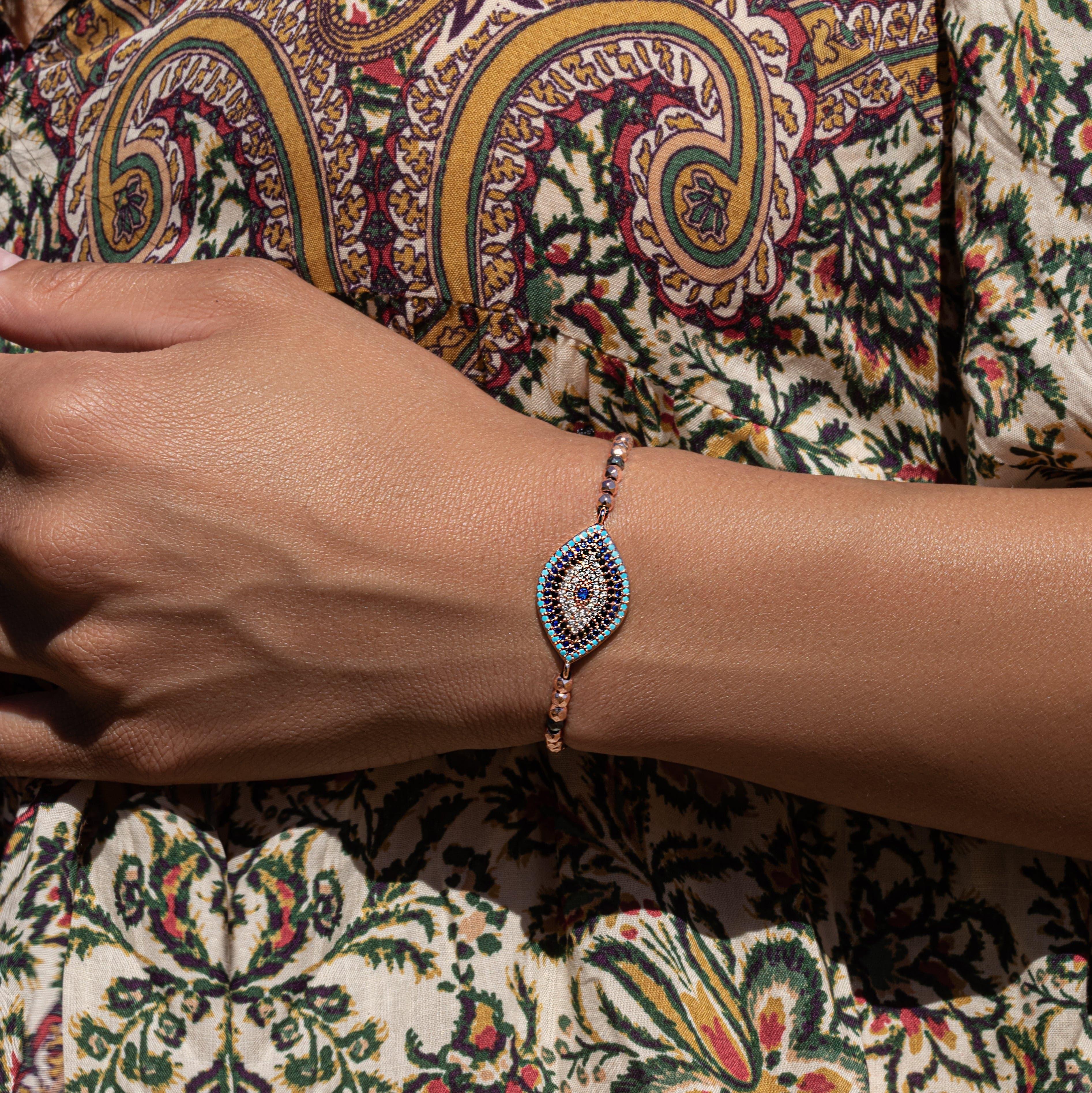 Spirit Warden - Hematite Evil Eye Charm Bracelet - Image 4