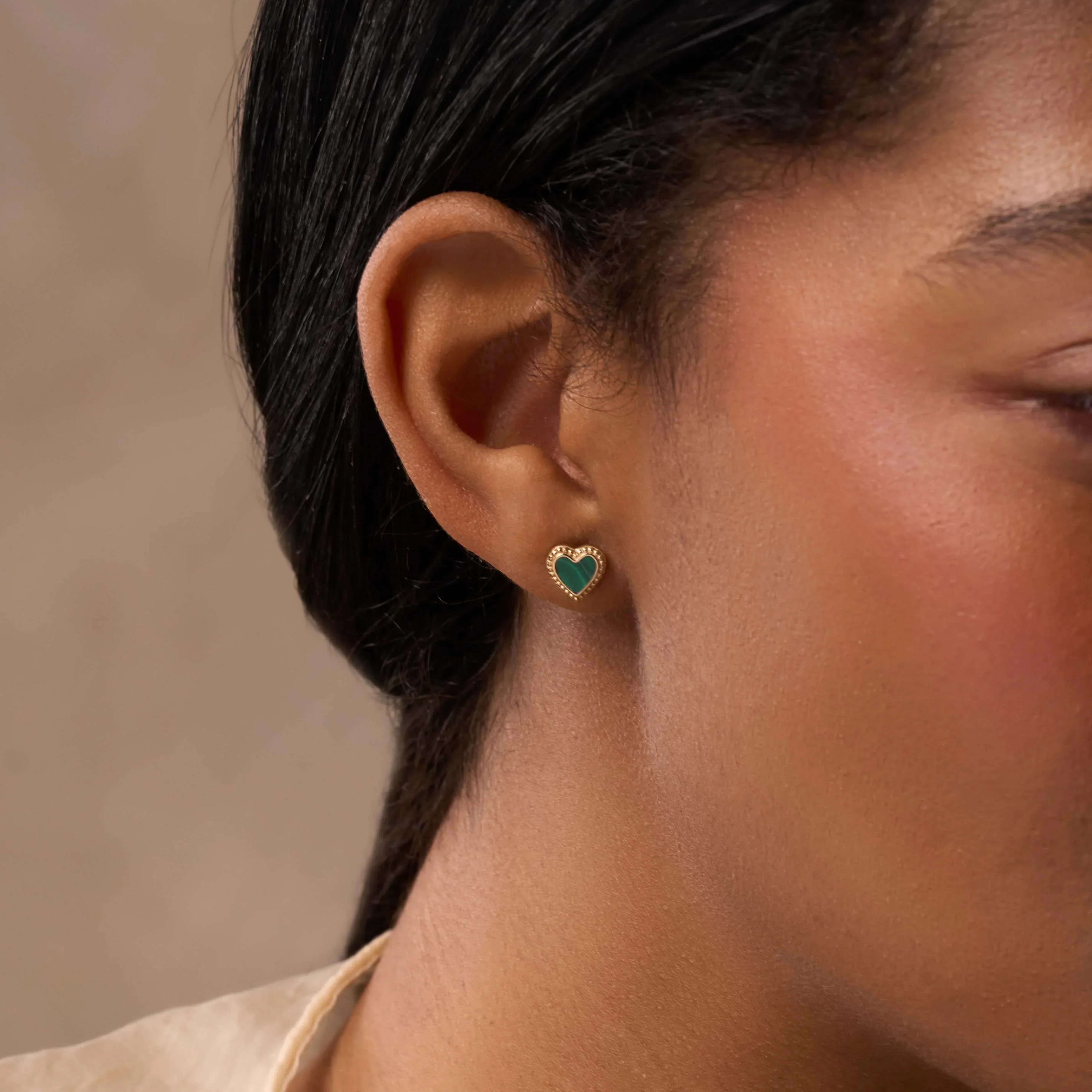Spiritual Abundance Malachite Heart Earrings - Image 2