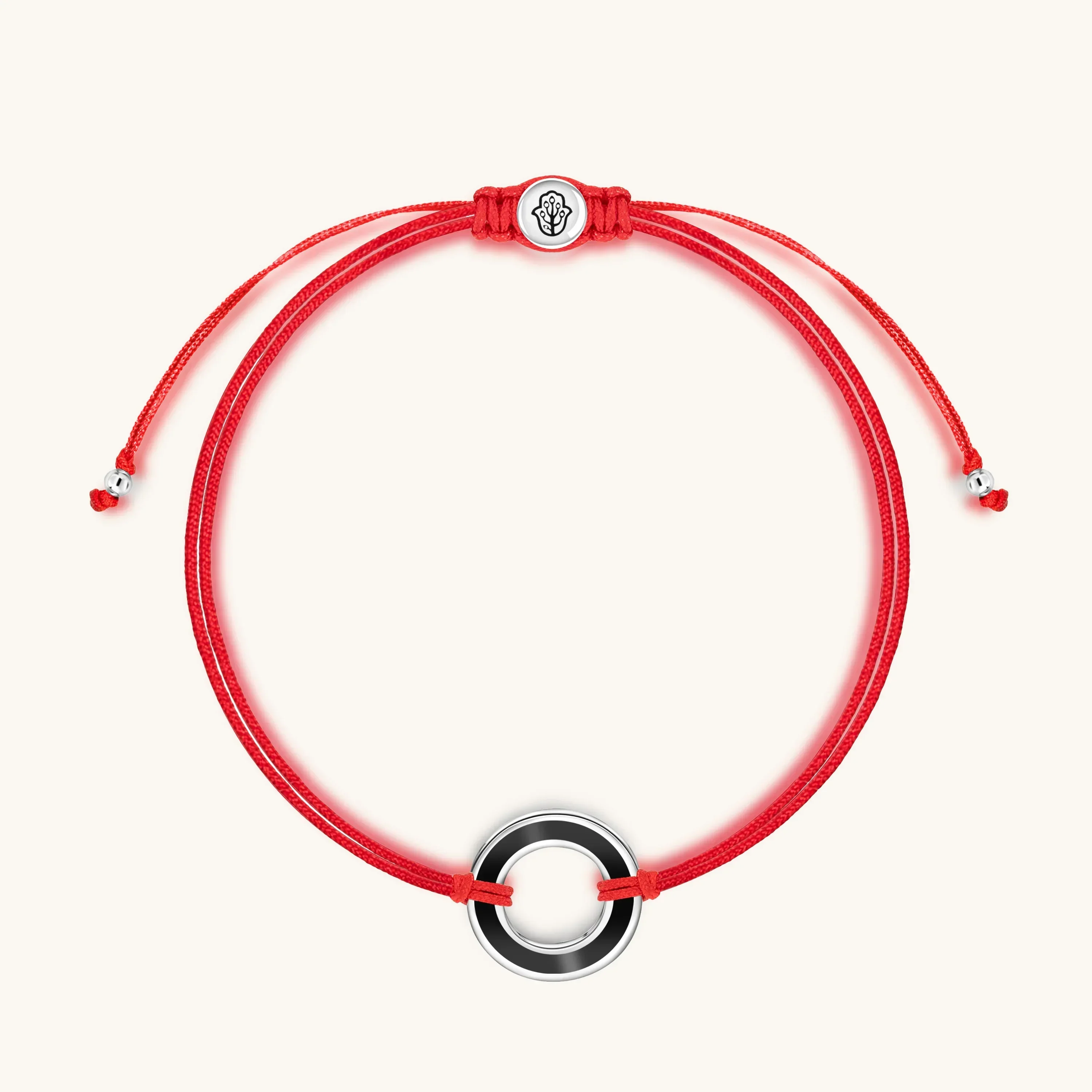 Spiritual Connection Black Enamel Karma Circle Red String Bracelet - Image 3