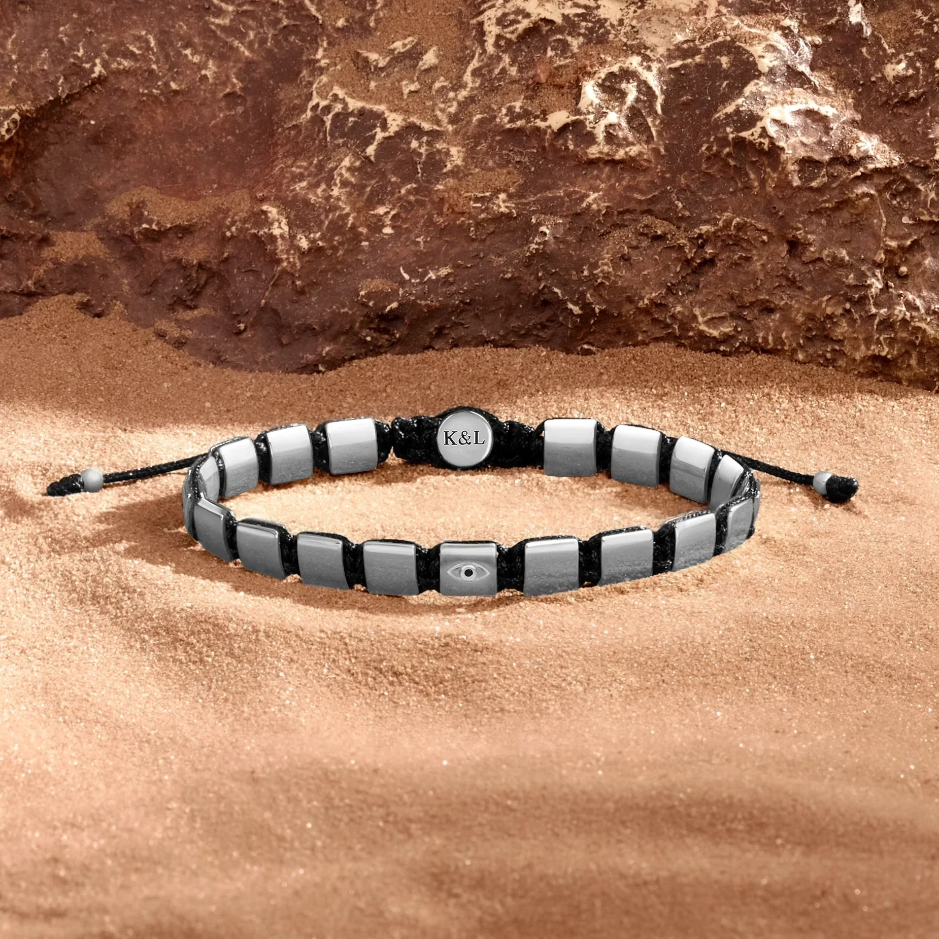 Spiritual Manifestation Silver Evil Eye Black String Bracelet