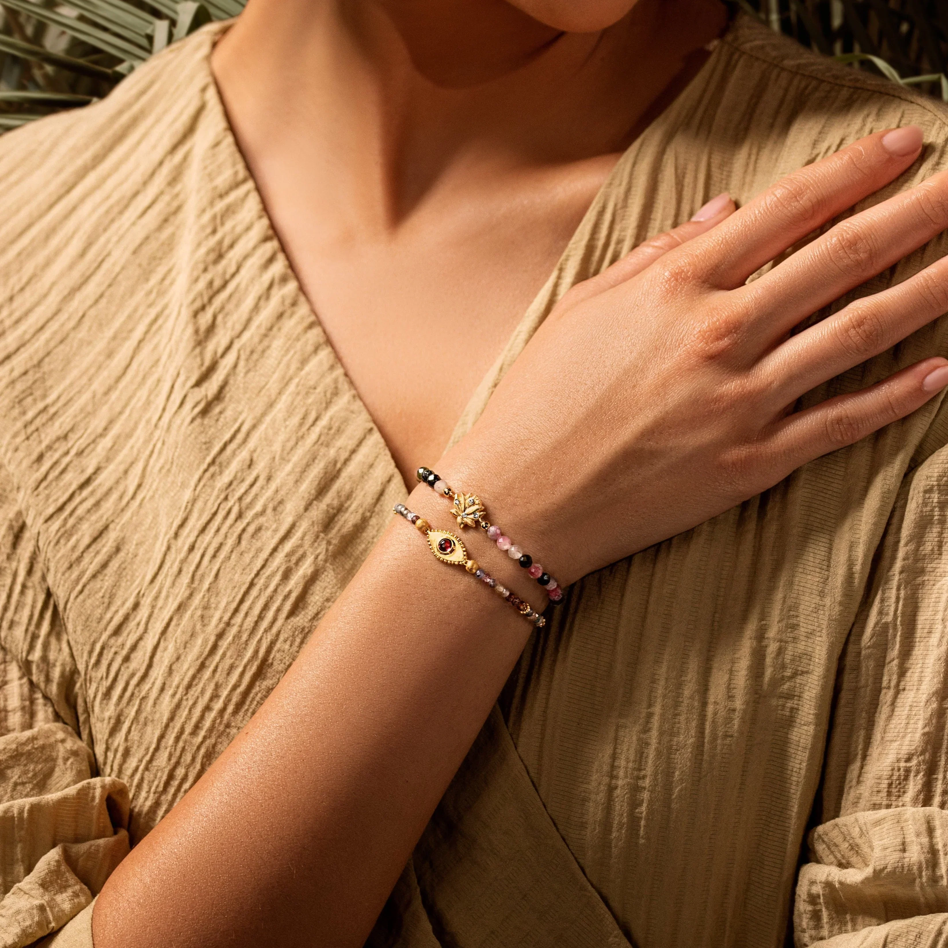 Spiritual Power - Sapphire Mix Evil Eye Charm Bracelet - Image 2