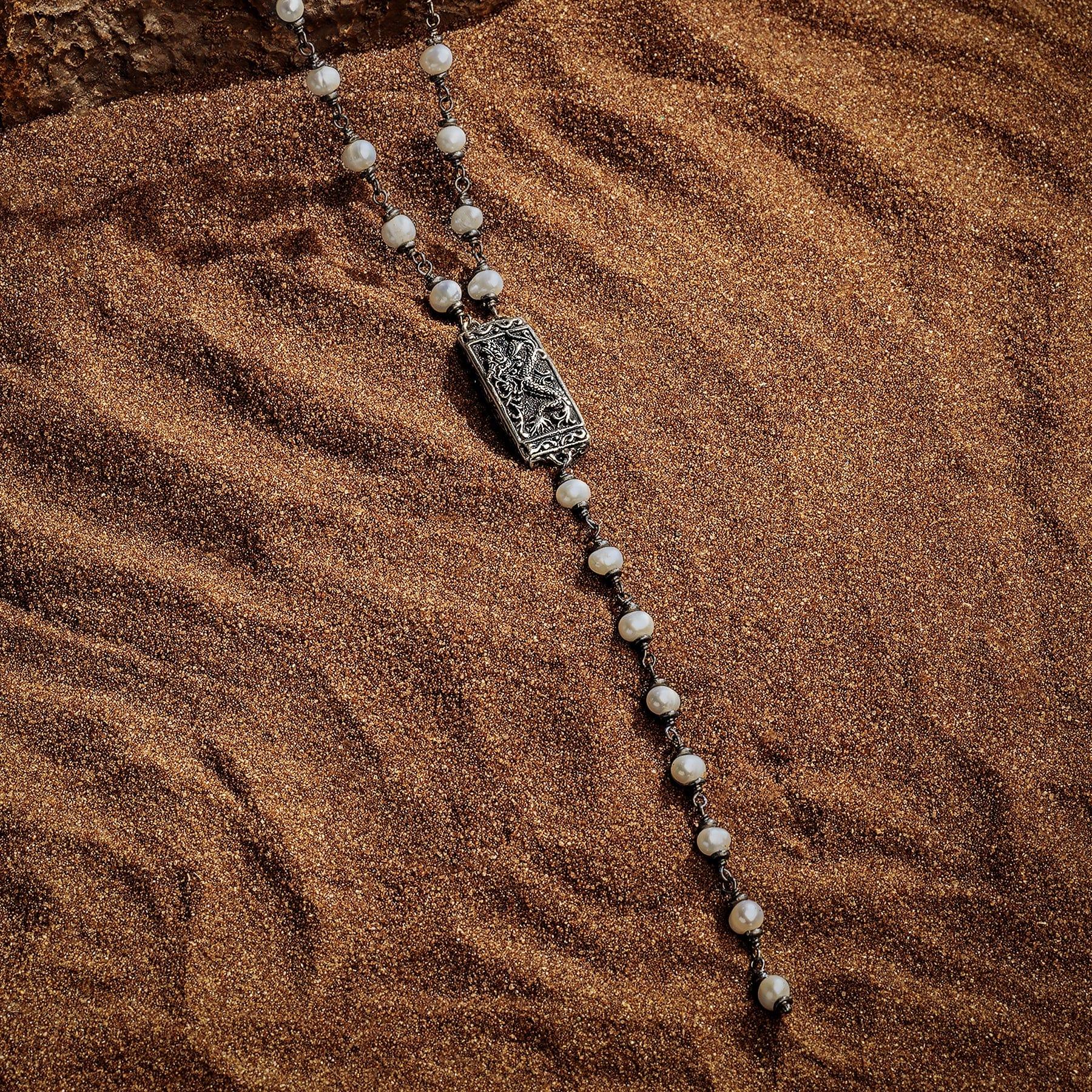 Spiritual Strength - Pearl Rosary Necklace