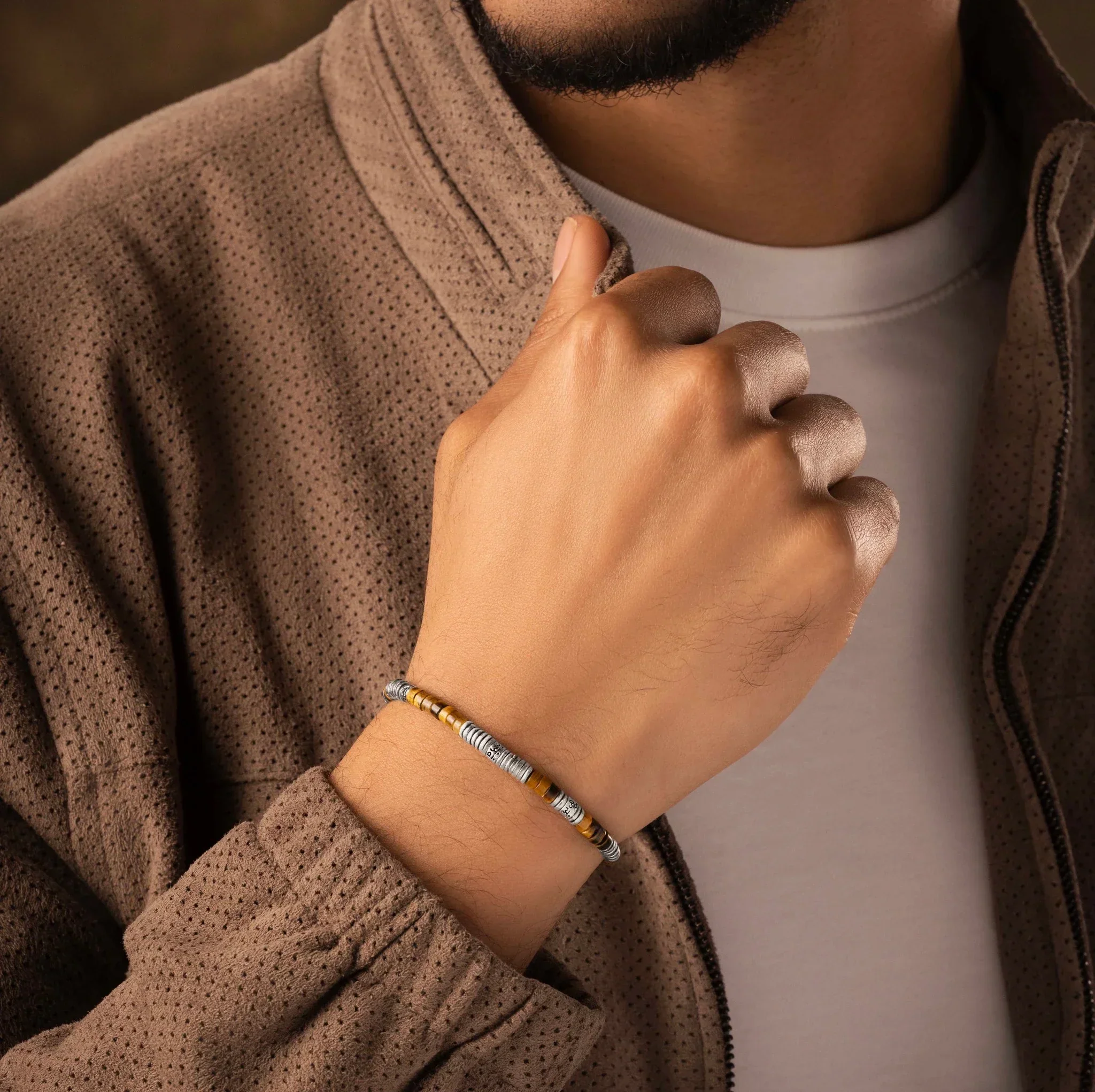 Spiritual Victory - Tiger's Eye Heishi Mantra Bracelet - Image 2