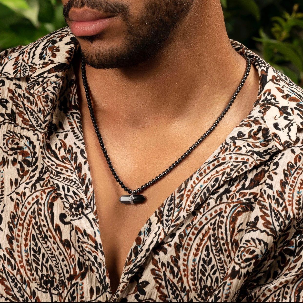 Stabilizing Energy - Hematite Onyx Evil Eye Pointer Necklace - Image 2